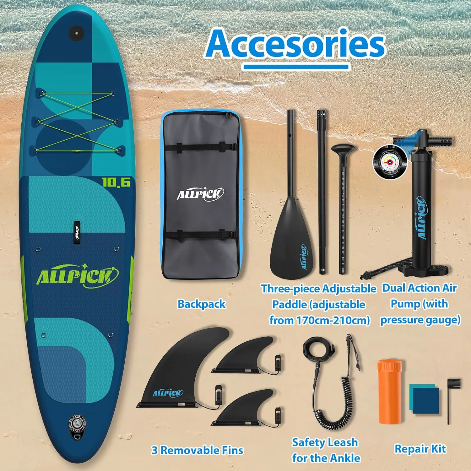 Paddle gonflable bleu vue 6