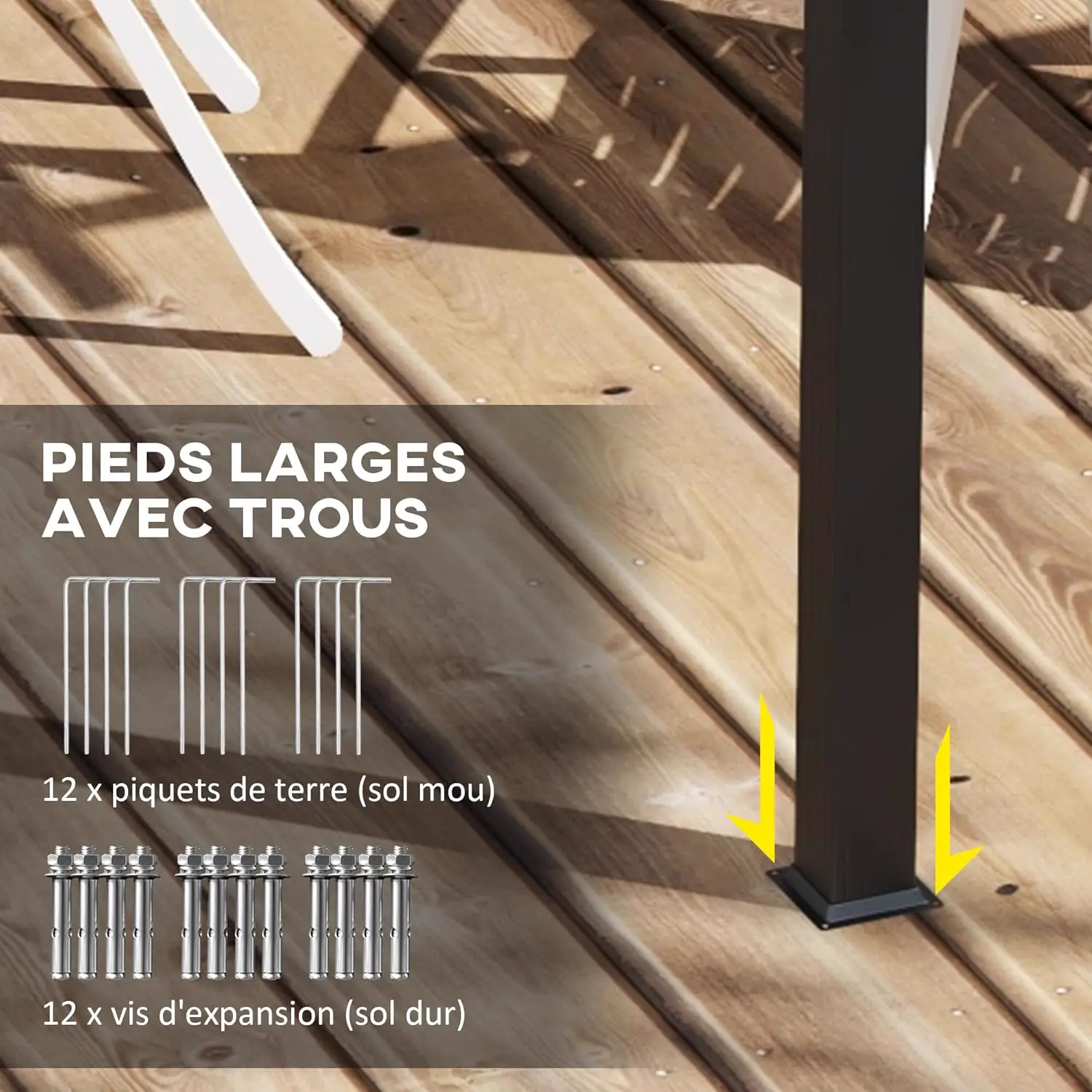 Pergola en aluminium gris 3,6 x 6 m rétractable vue 5