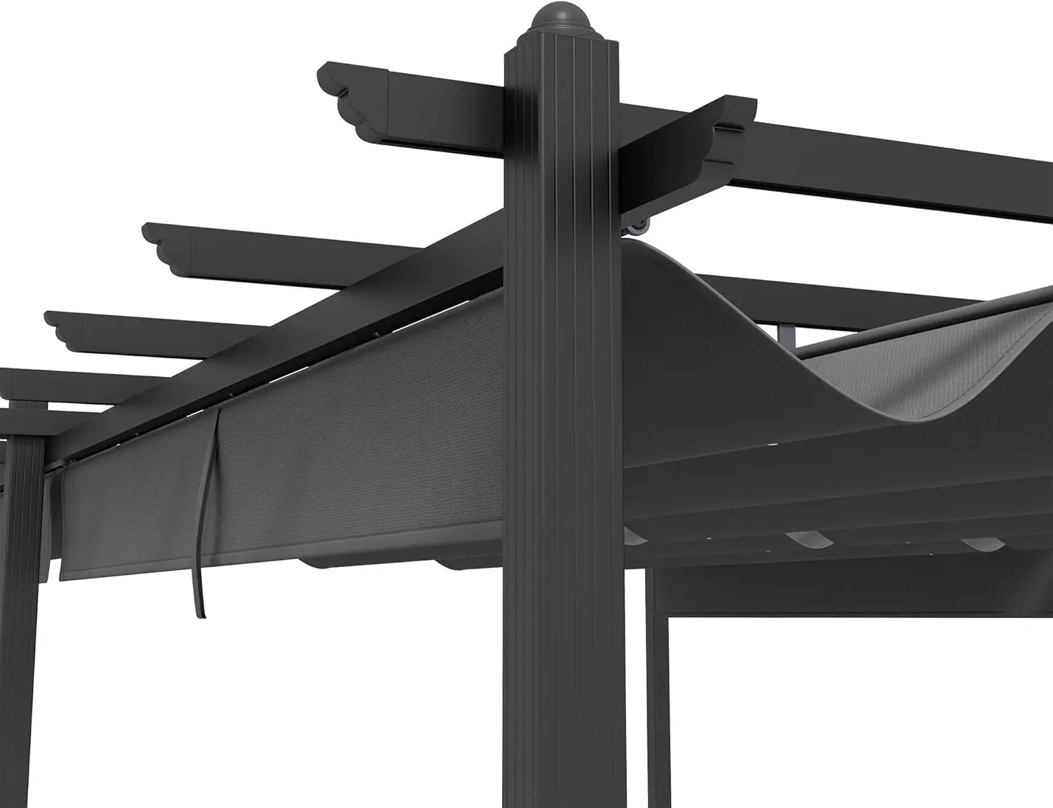 Pergola en aluminium gris 3,6 x 6 m rétractable vue 6