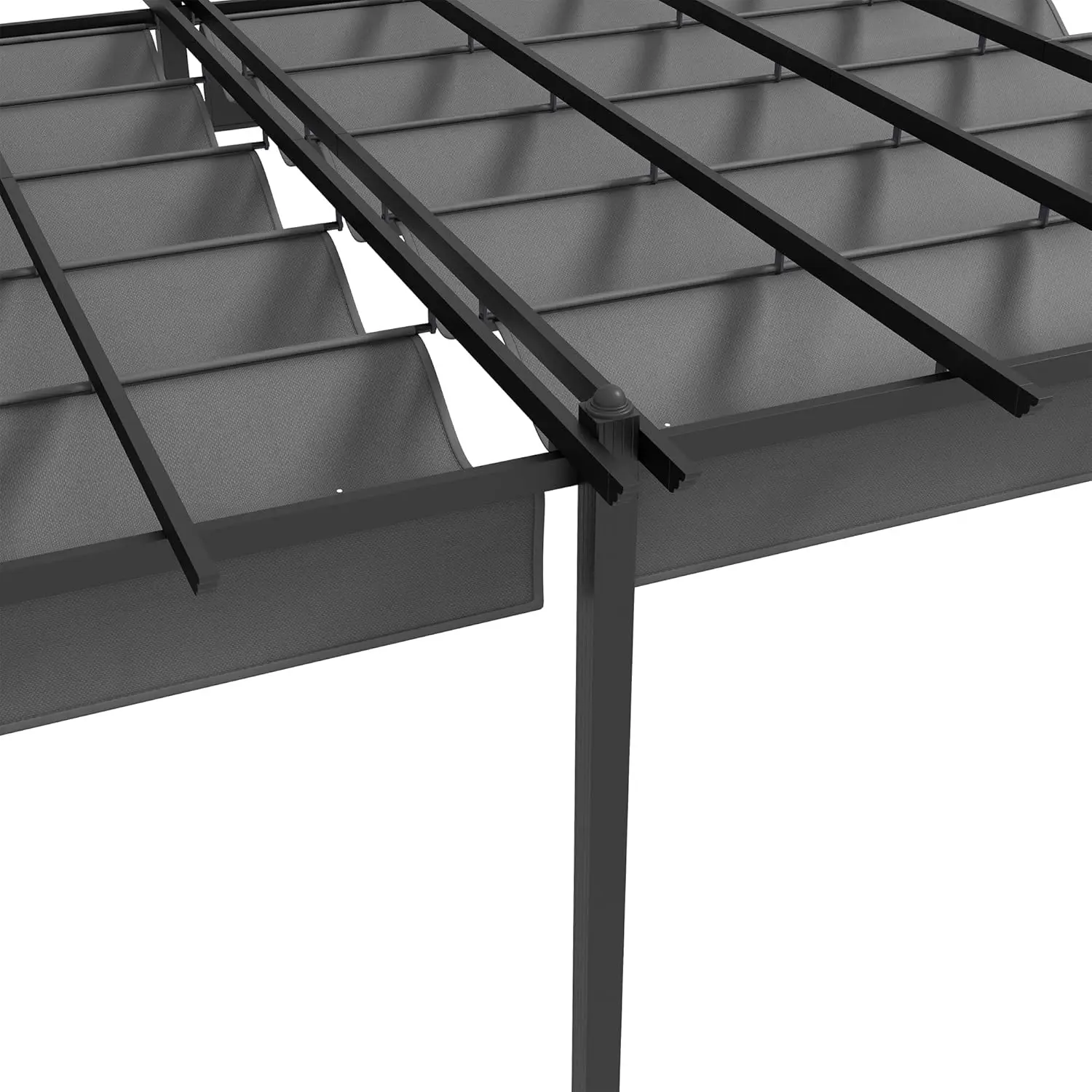 Pergola en aluminium gris 3,6 x 6 m rétractable vue 8