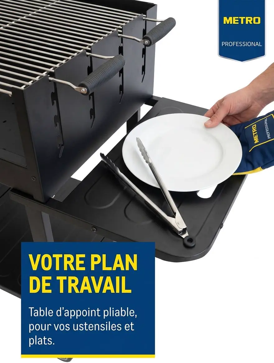 Barbecue à charbon en acier noir 68 x 94 cm vue 4