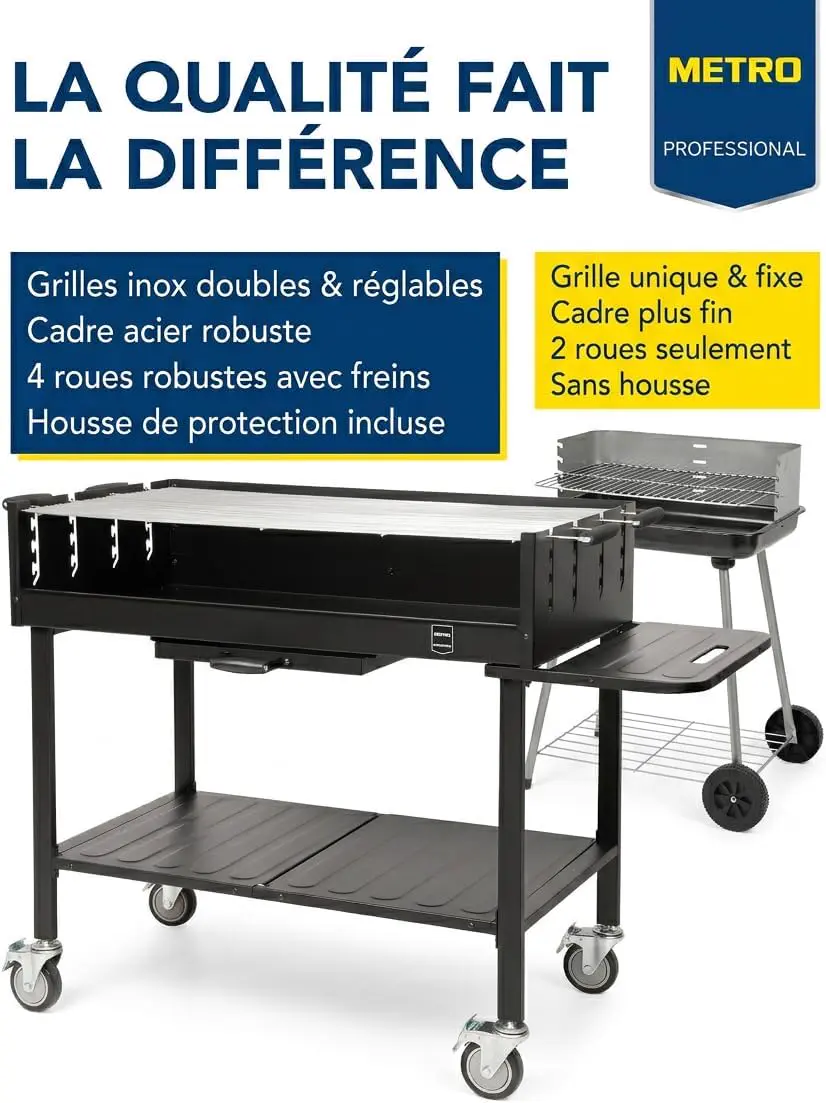 Barbecue à charbon en acier noir 68 x 94 cm vue 5