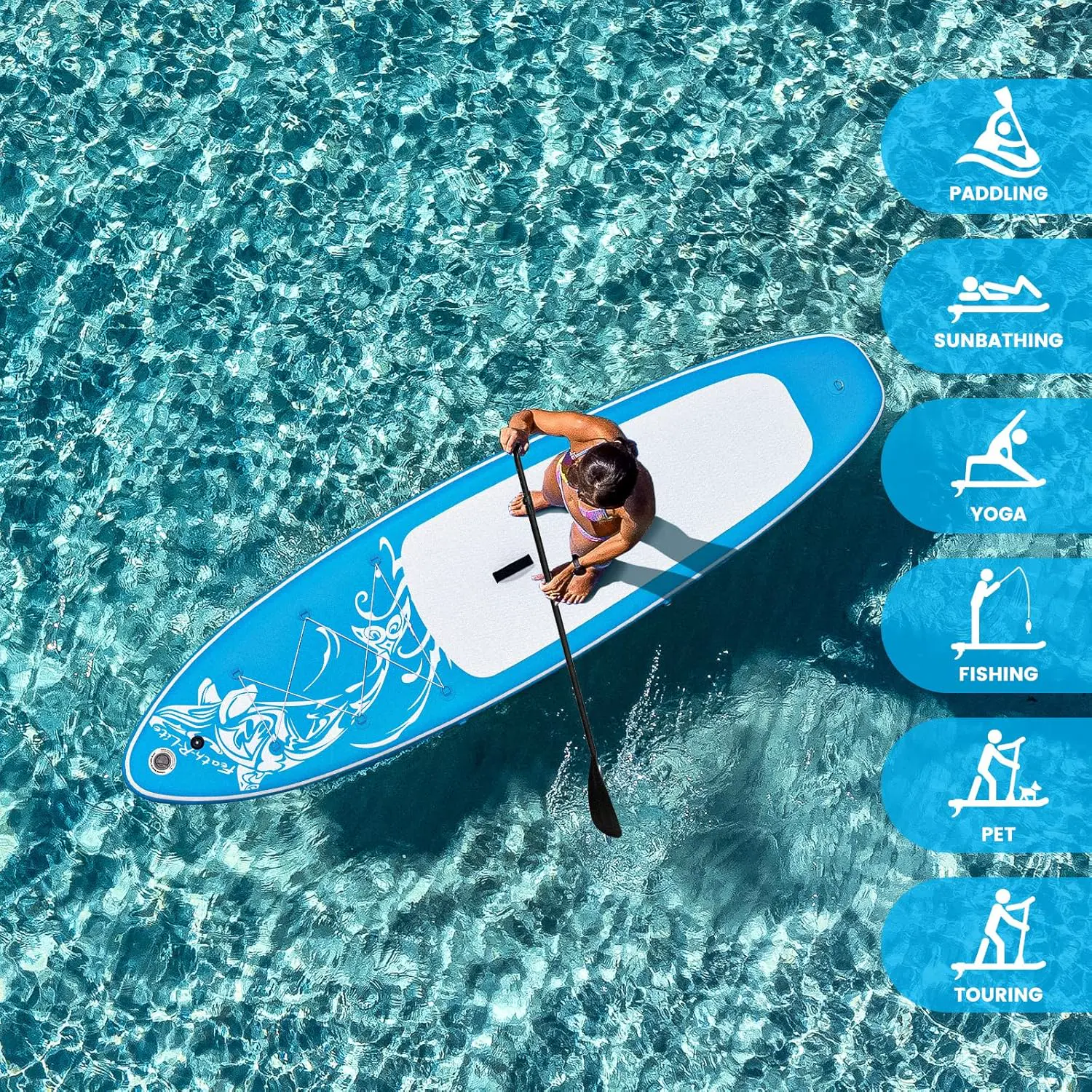 Paddle gonflable en aluminium blanc 81 x 15 cm vue 5