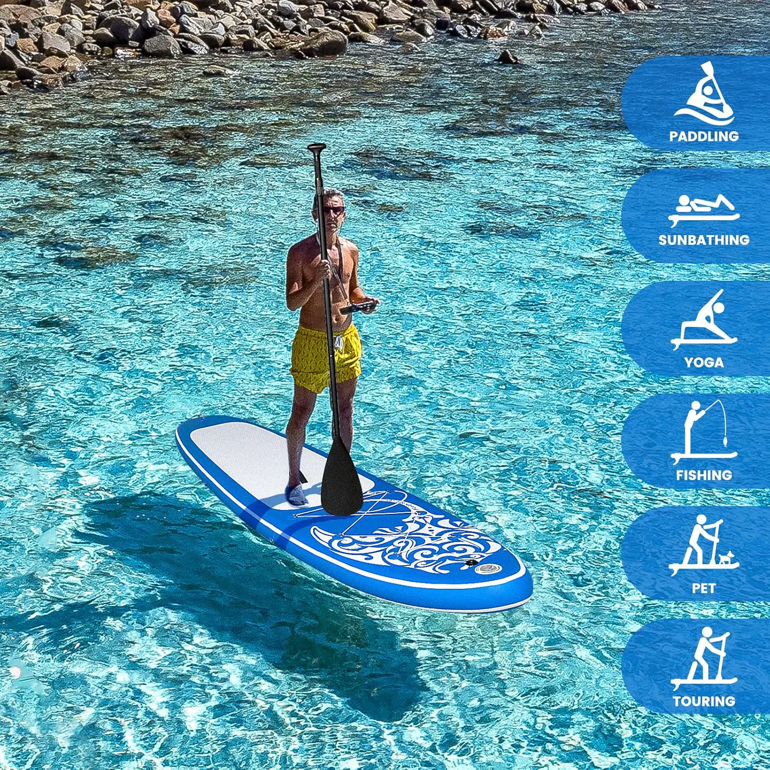Paddle gonflable en aluminium blanc 81 x 15 cm vue 5