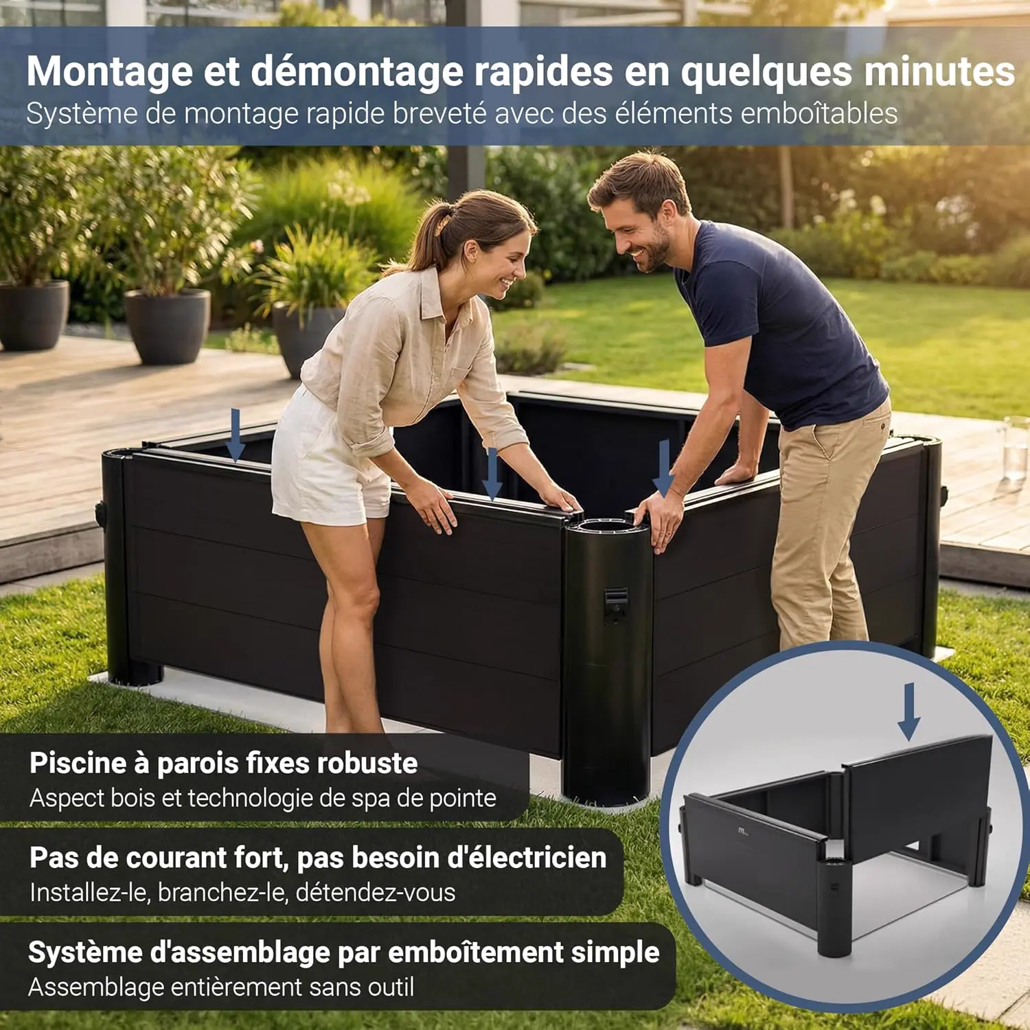 Spa gonflable 6 personnes 6 places en bois 160 x 65 cm vue 3
