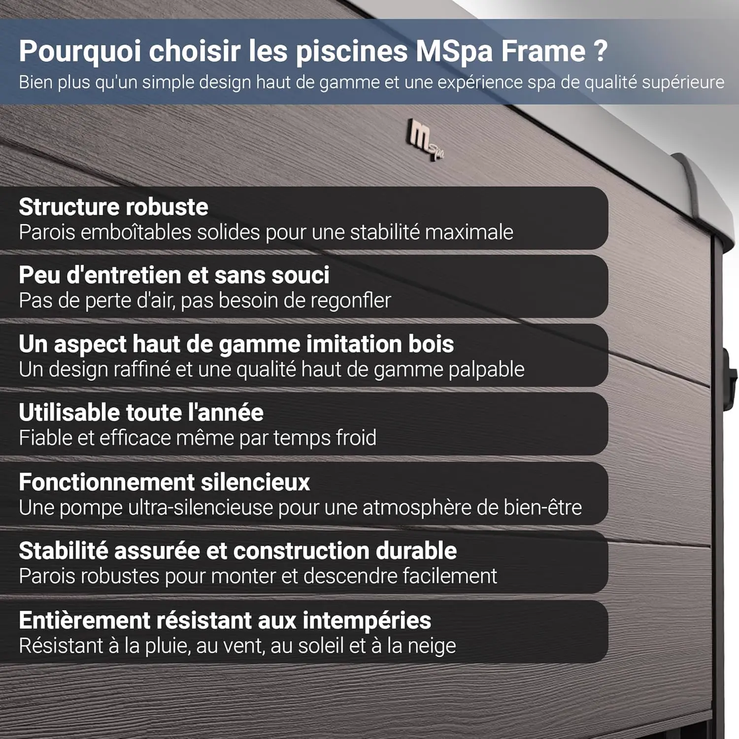 Spa gonflable 6 personnes 6 places en bois 160 x 65 cm vue 8