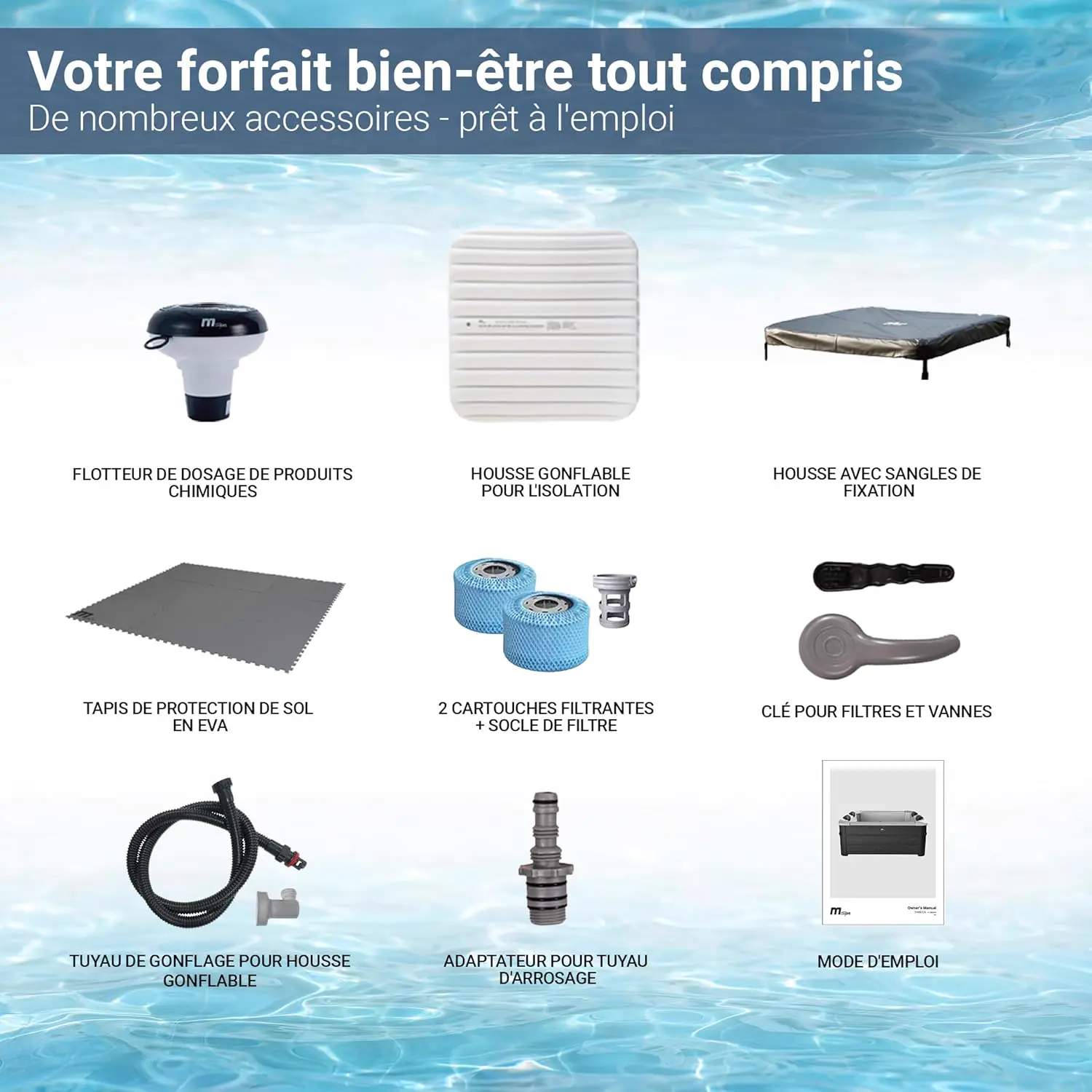 Spa gonflable 6 personnes 6 places en bois 160 x 65 cm vue 9