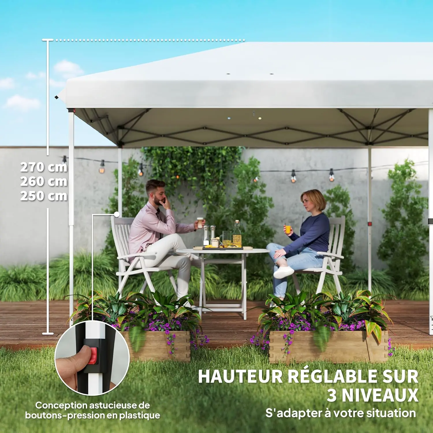 Tonnelle en métal blanc 3x6m vue 4