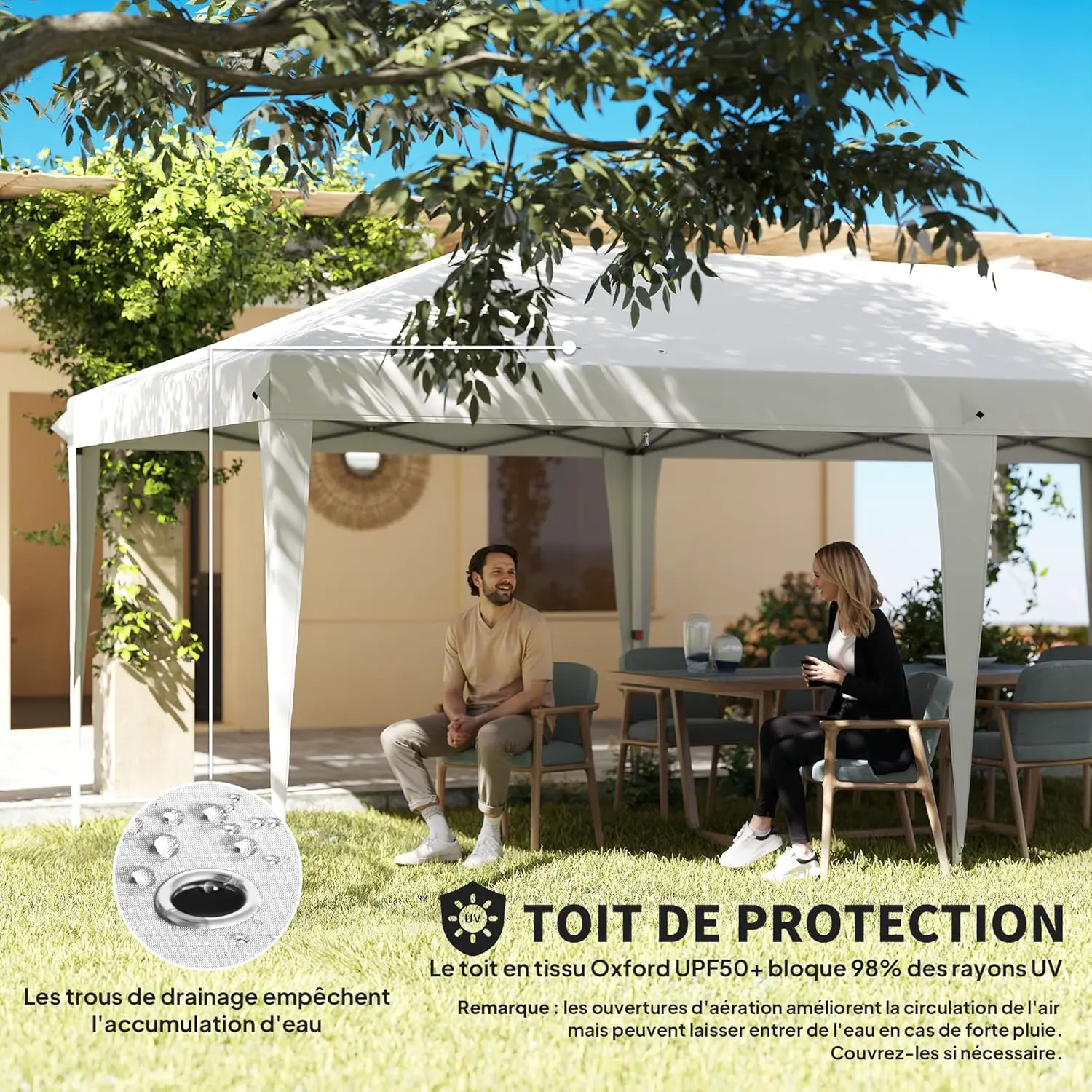 Tonnelle en métal blanc 3x6m vue 5