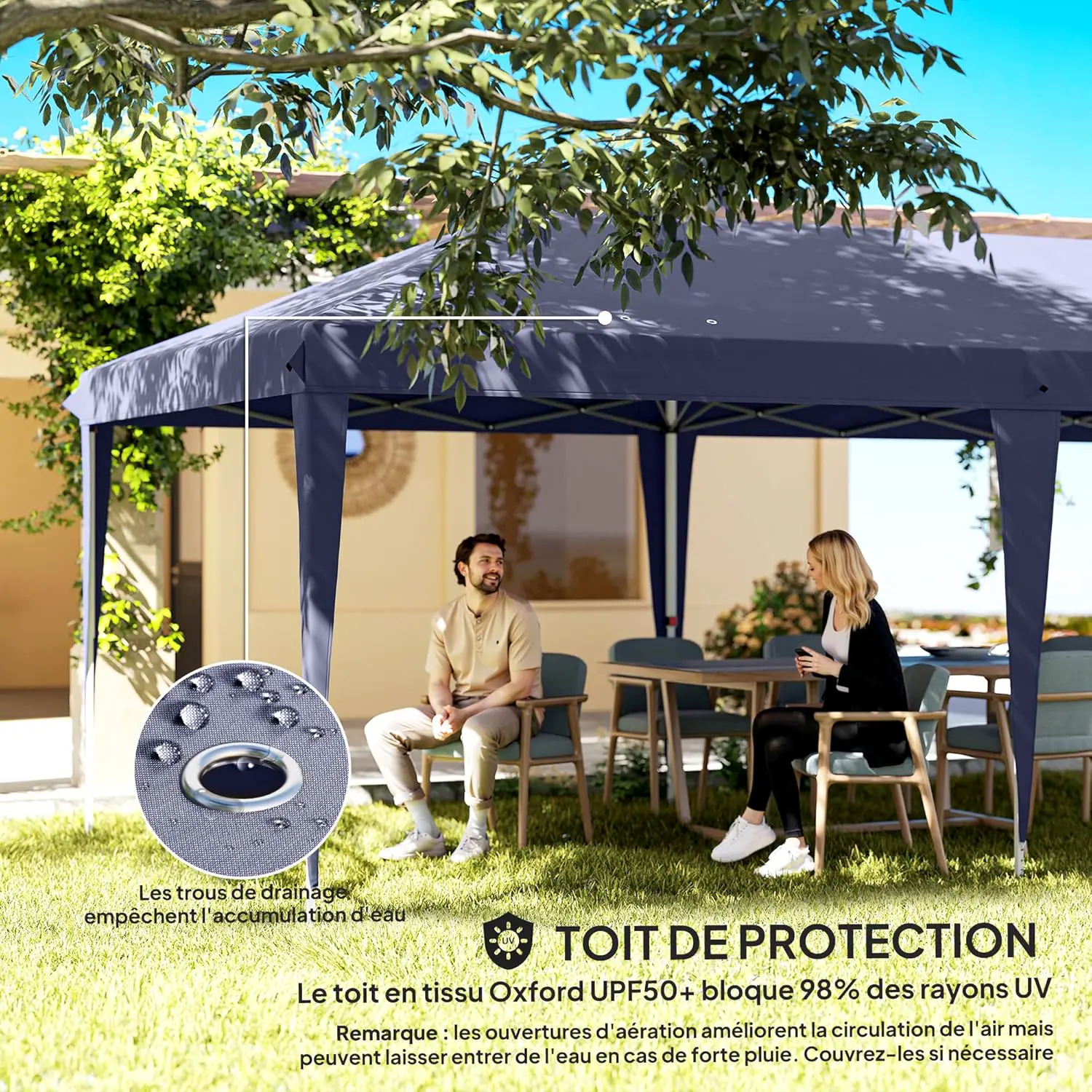 Tonnelle en métal bleu 3x6m vue 5