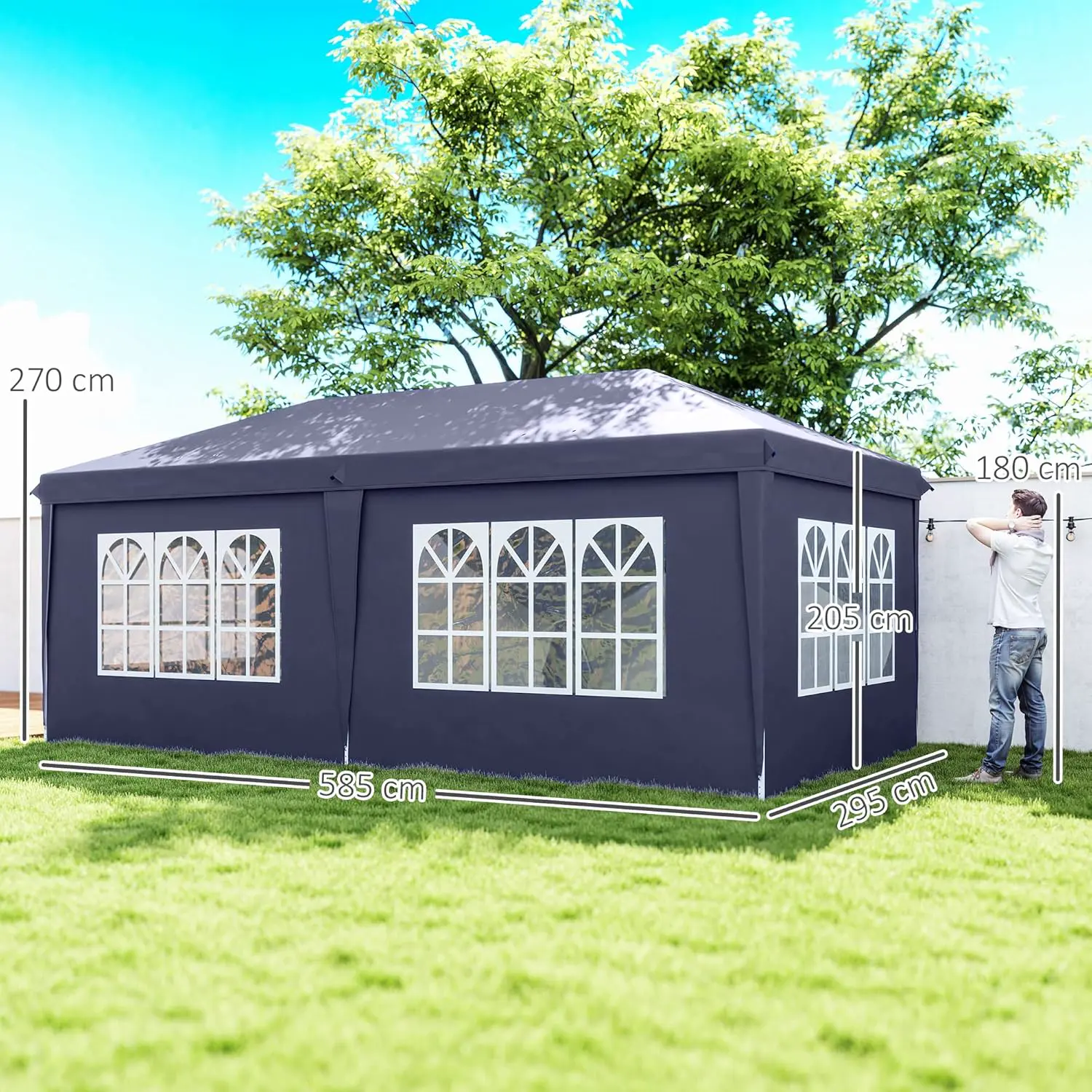 Tonnelle en métal bleu 3x6m vue 7
