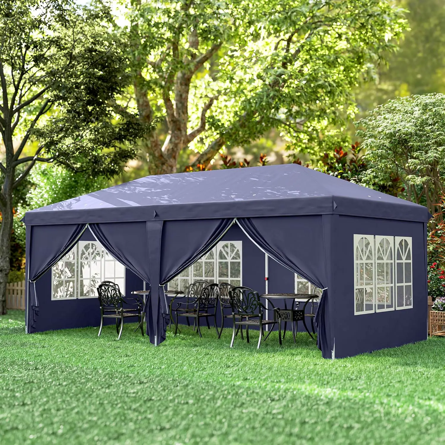 Tonnelle en métal bleu 3x6m vue 9