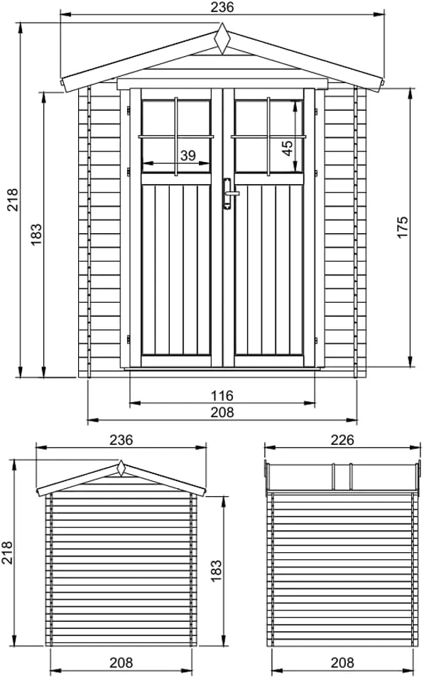 Abri de jardin en bois en bois naturel 4,33 m² vue 5