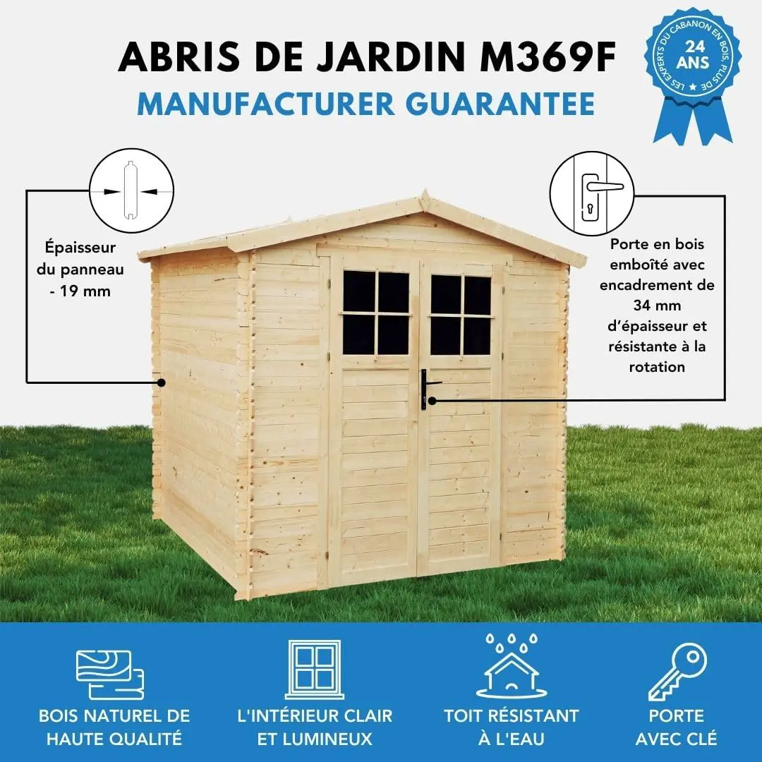 Abri de jardin en bois en bois beige 4,33 m² vue 4