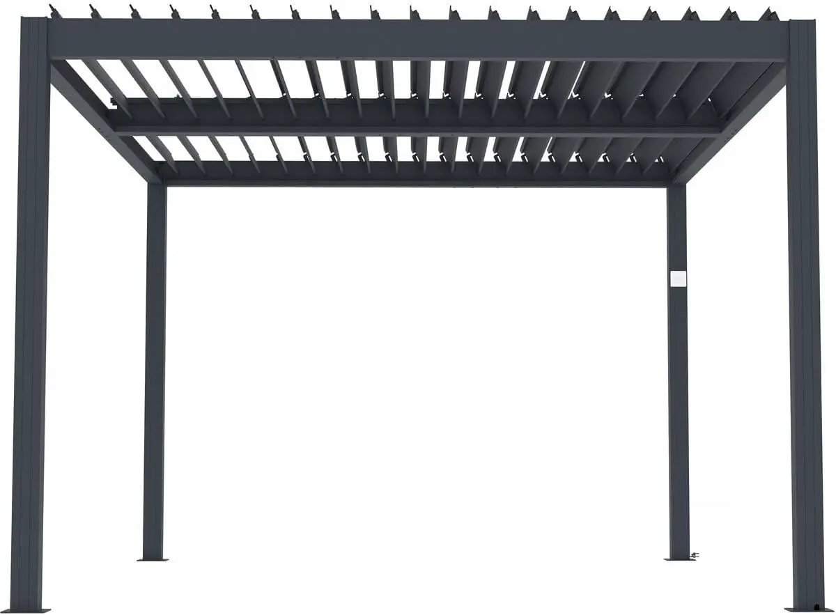 Pergola en aluminium gris 3 x 4 m motorisée vue 3