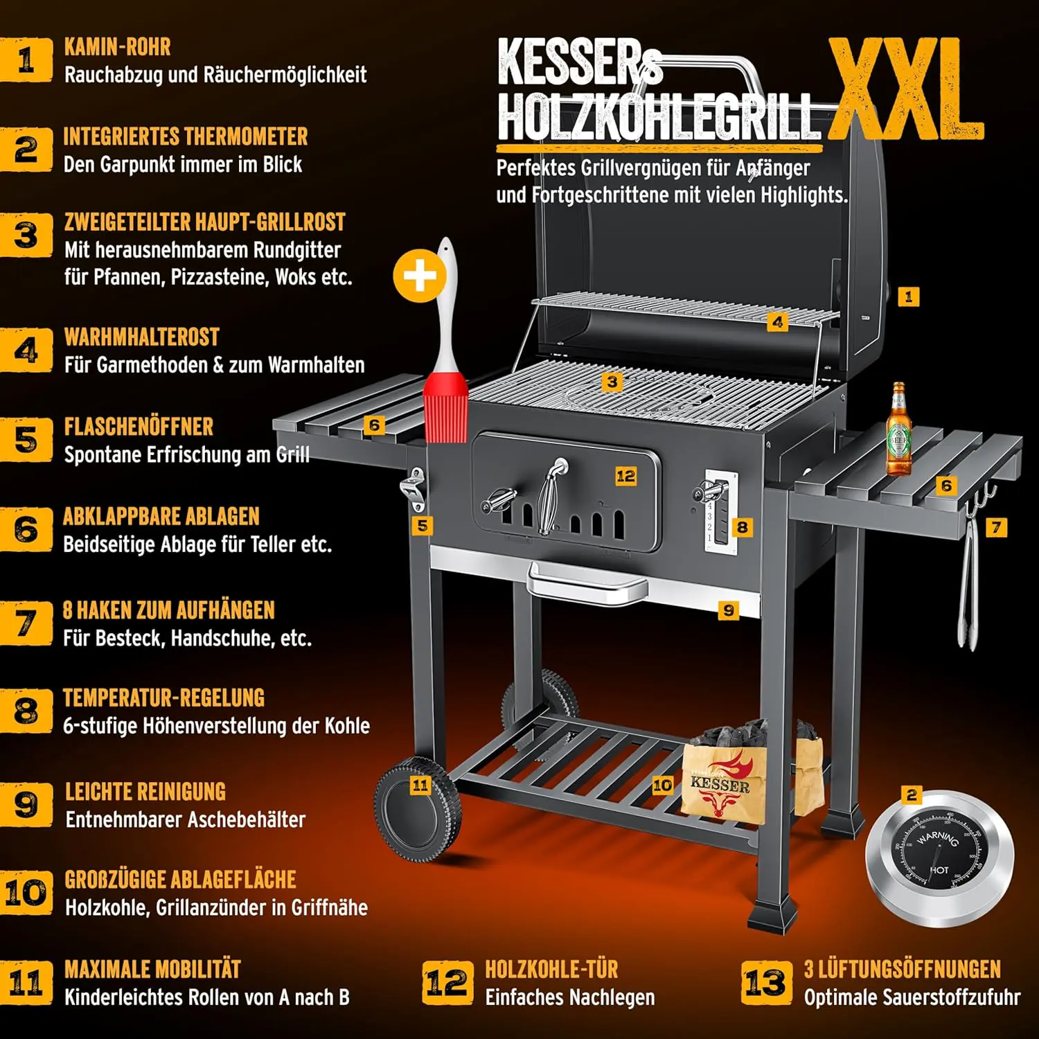 Barbecue weber en acier 76,5 x 150 vue 3