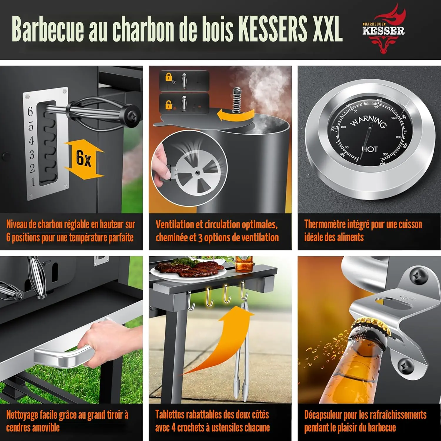 Barbecue weber en acier 76,5 x 150 vue 4