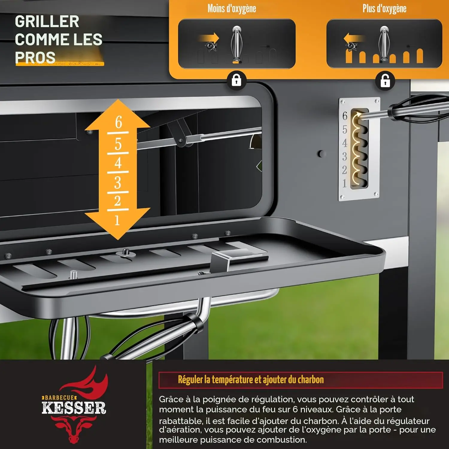 Barbecue weber en acier 76,5 x 150 vue 5