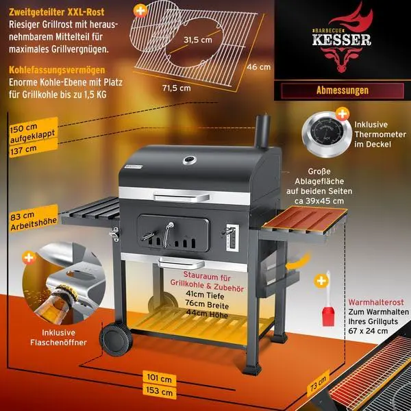 Barbecue weber en acier 76,5 x 150 vue 7