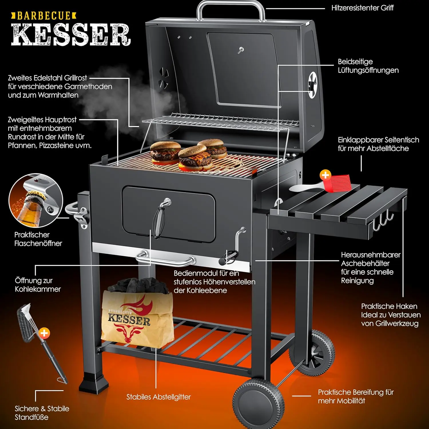 Barbecue weber en acier 45 x 115 vue 3