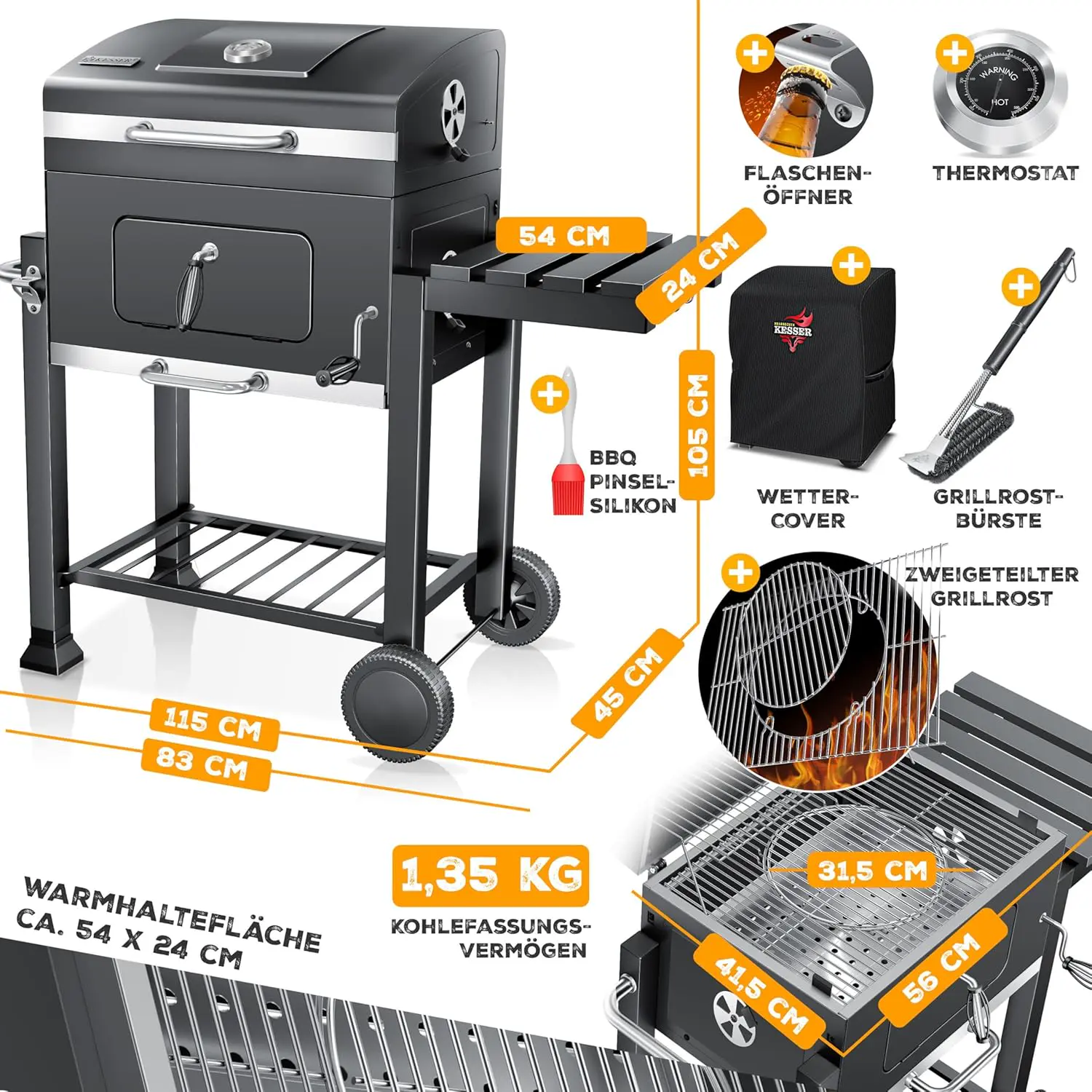 Barbecue weber en acier 45 x 115 vue 7