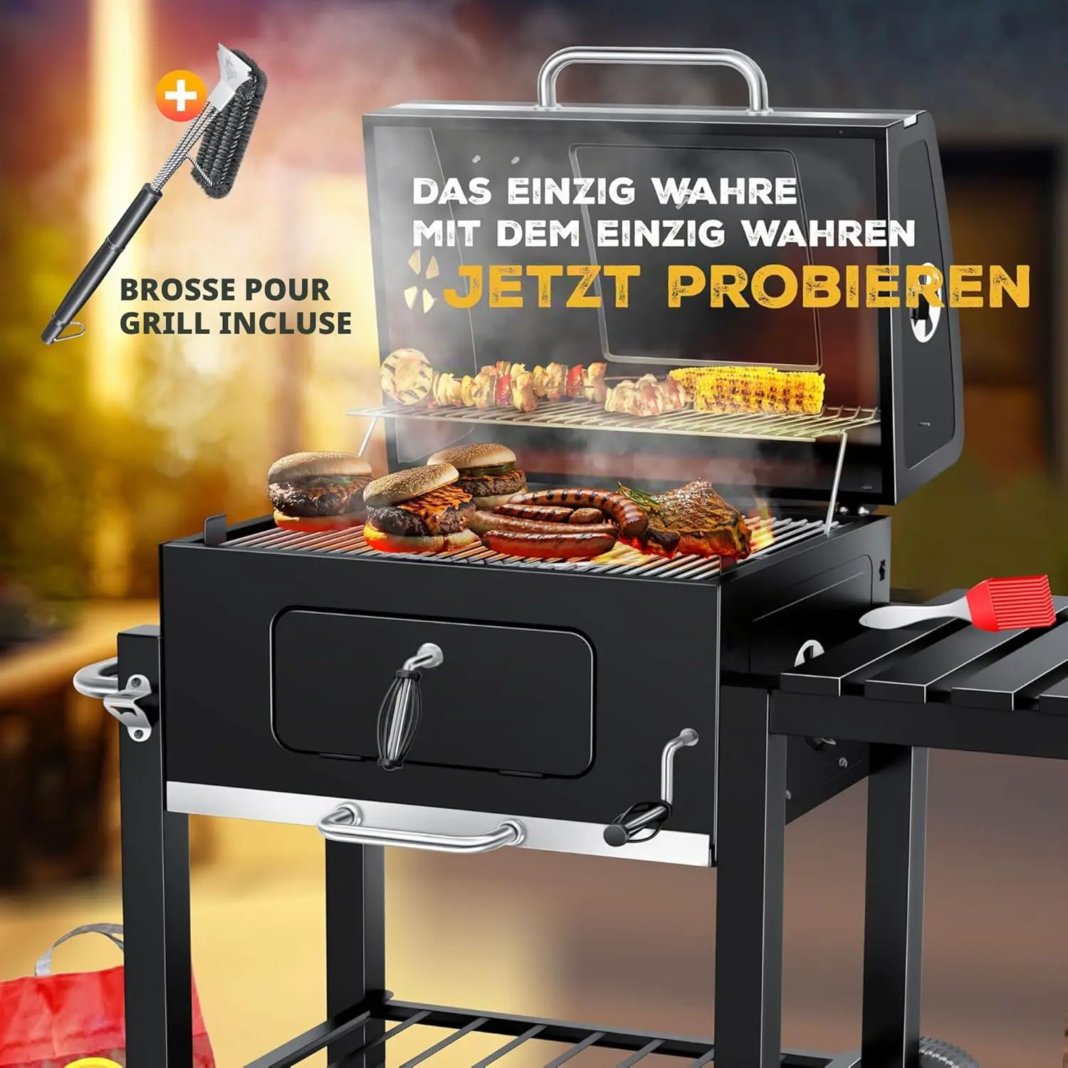 Barbecue à charbon en acier 45 x 115 vue 2