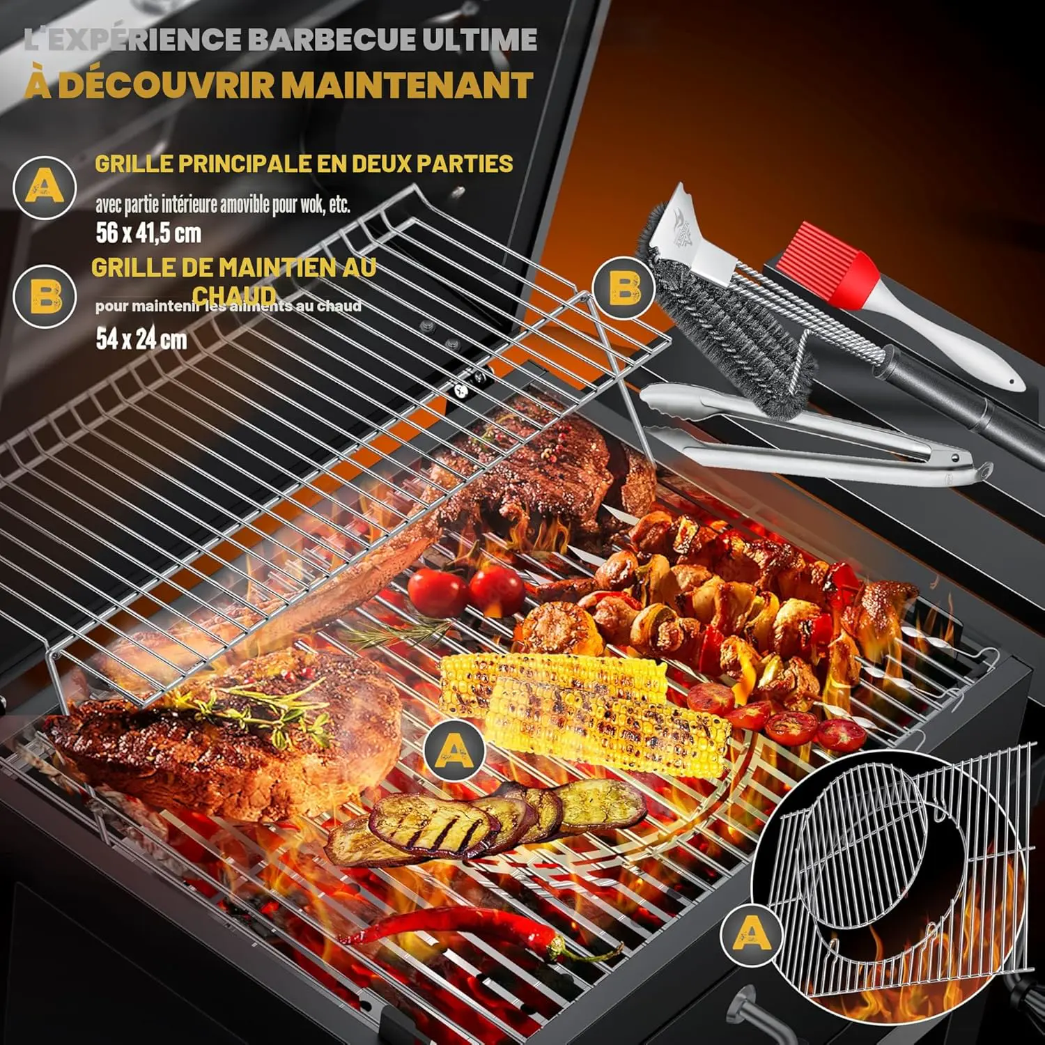 Barbecue à charbon en acier 45 x 115 vue 4