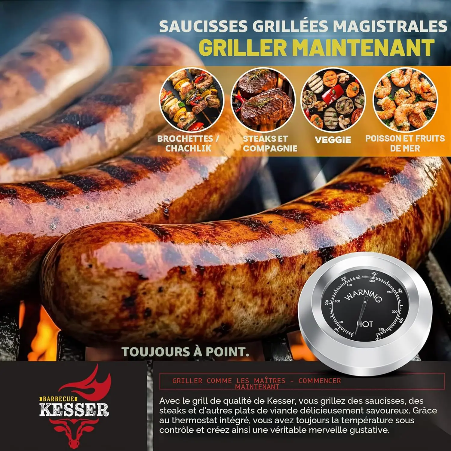 Barbecue à charbon en acier 45 x 115 vue 6