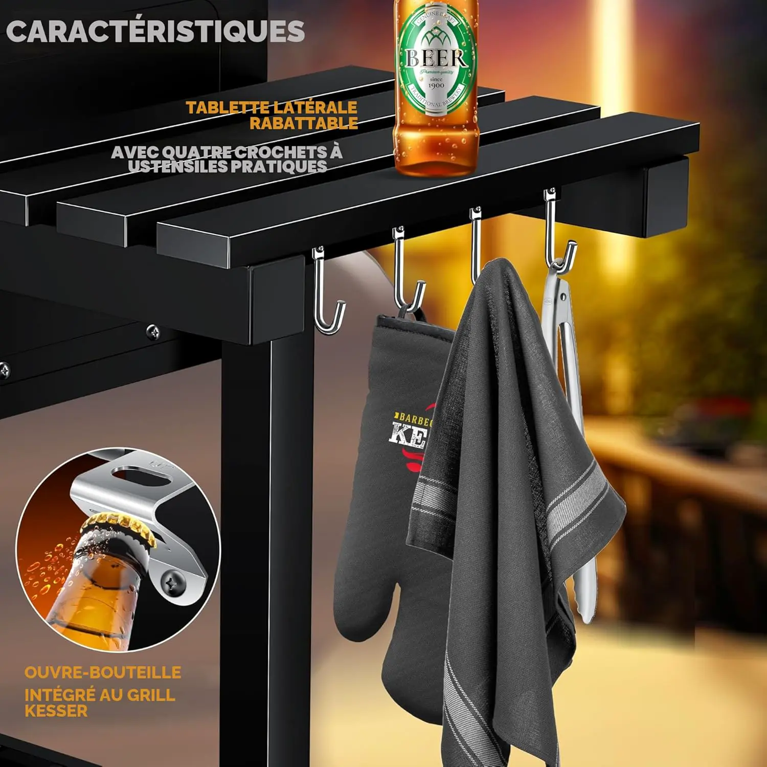 Barbecue à charbon en acier 45 x 115 vue 8