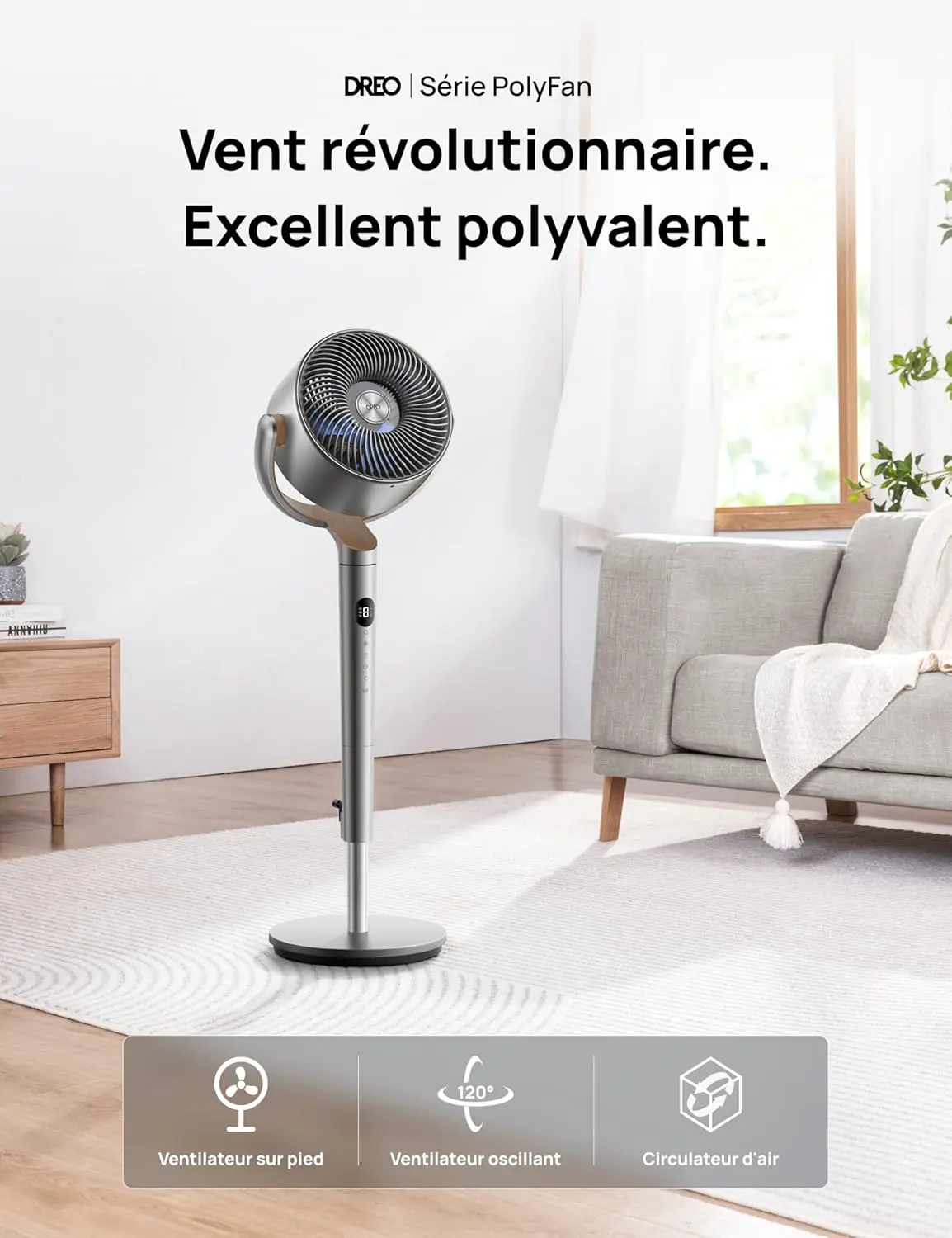 Ventilateur DREO 23dB ventilateur sur pied silencieux vue 2