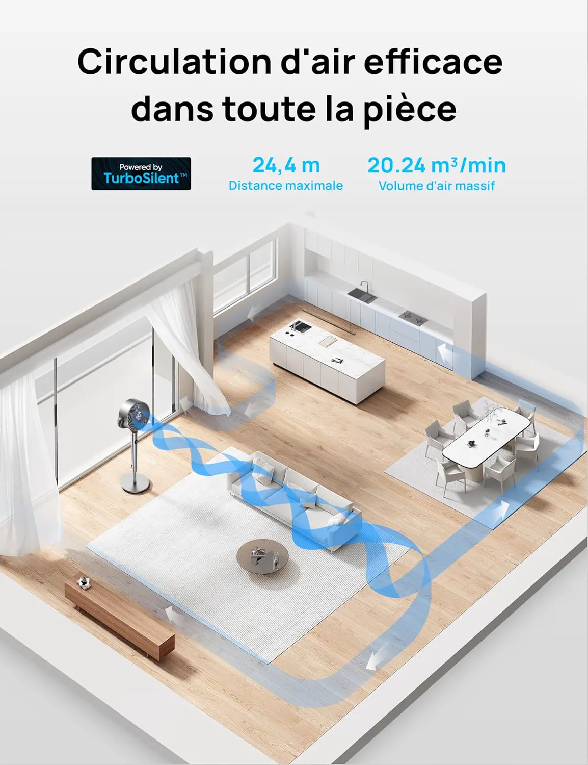Ventilateur DREO 23dB ventilateur sur pied silencieux vue 3