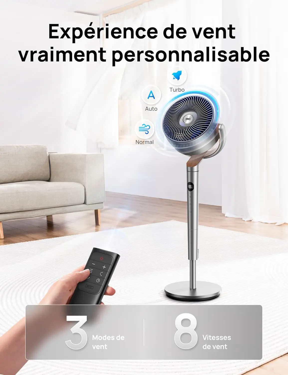Ventilateur DREO 23dB ventilateur sur pied silencieux vue 6