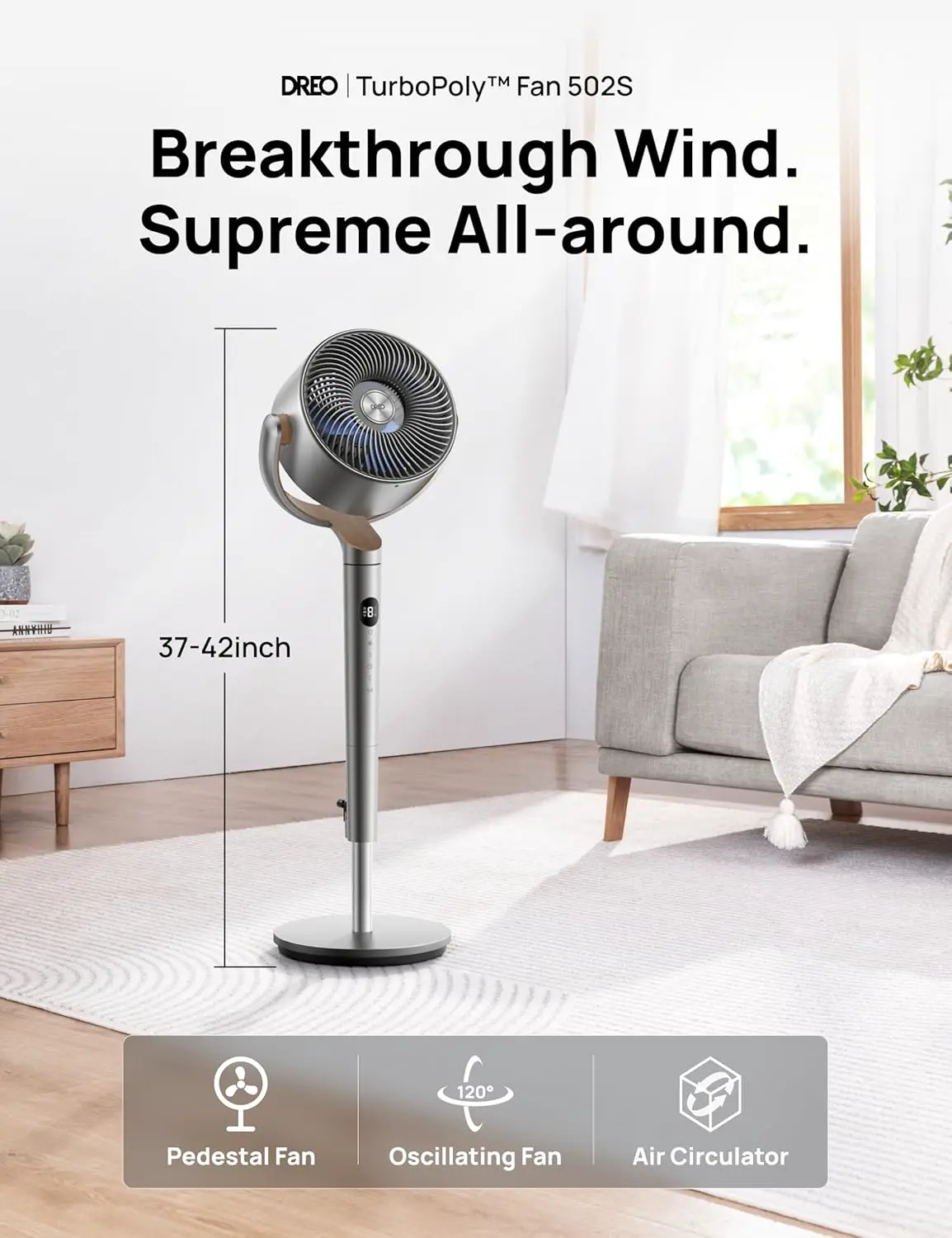Ventilateur DREO 20 dB Smart Ventilateur Silencieux sur Pied vue 2
