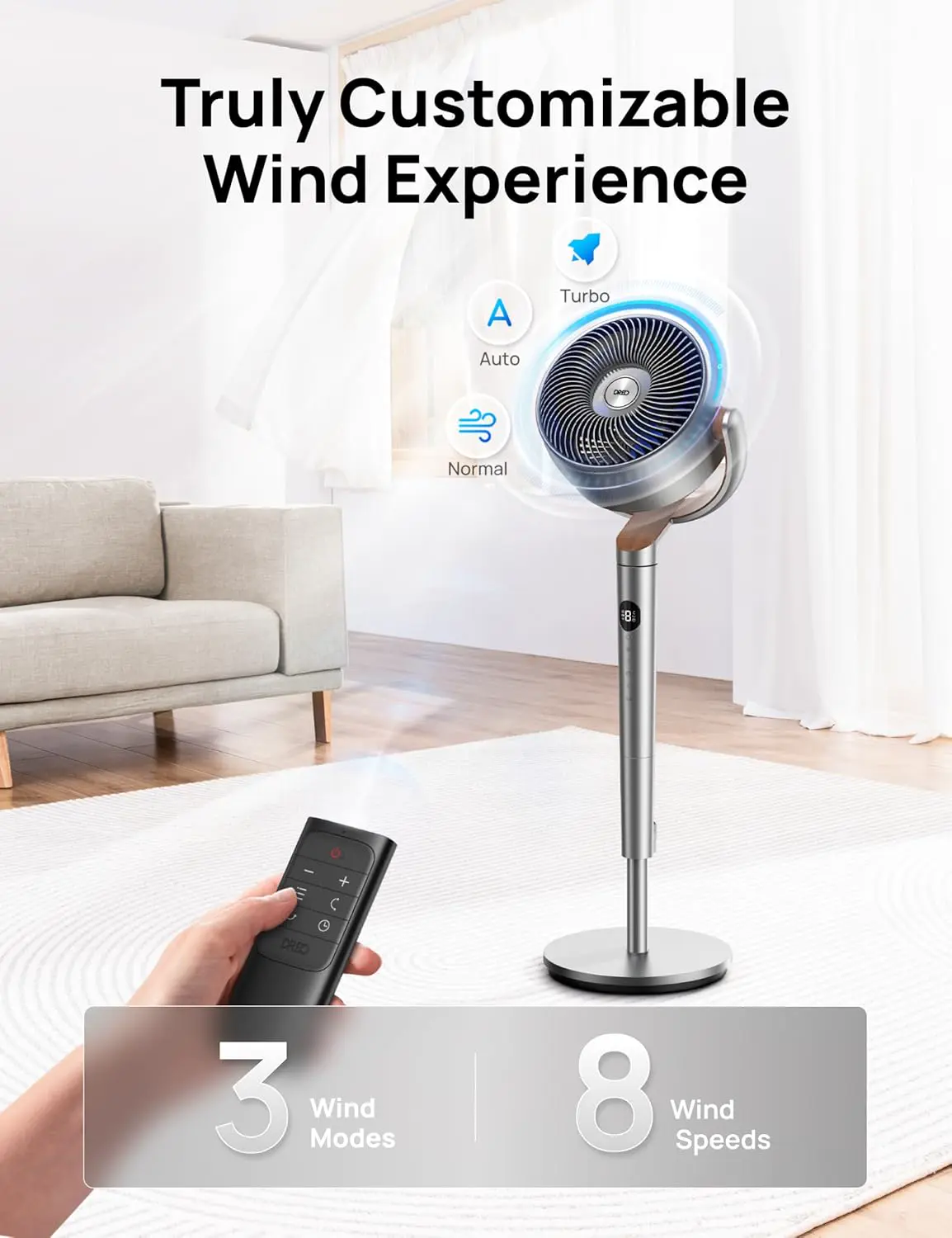Ventilateur DREO 20 dB Smart Ventilateur Silencieux sur Pied vue 7
