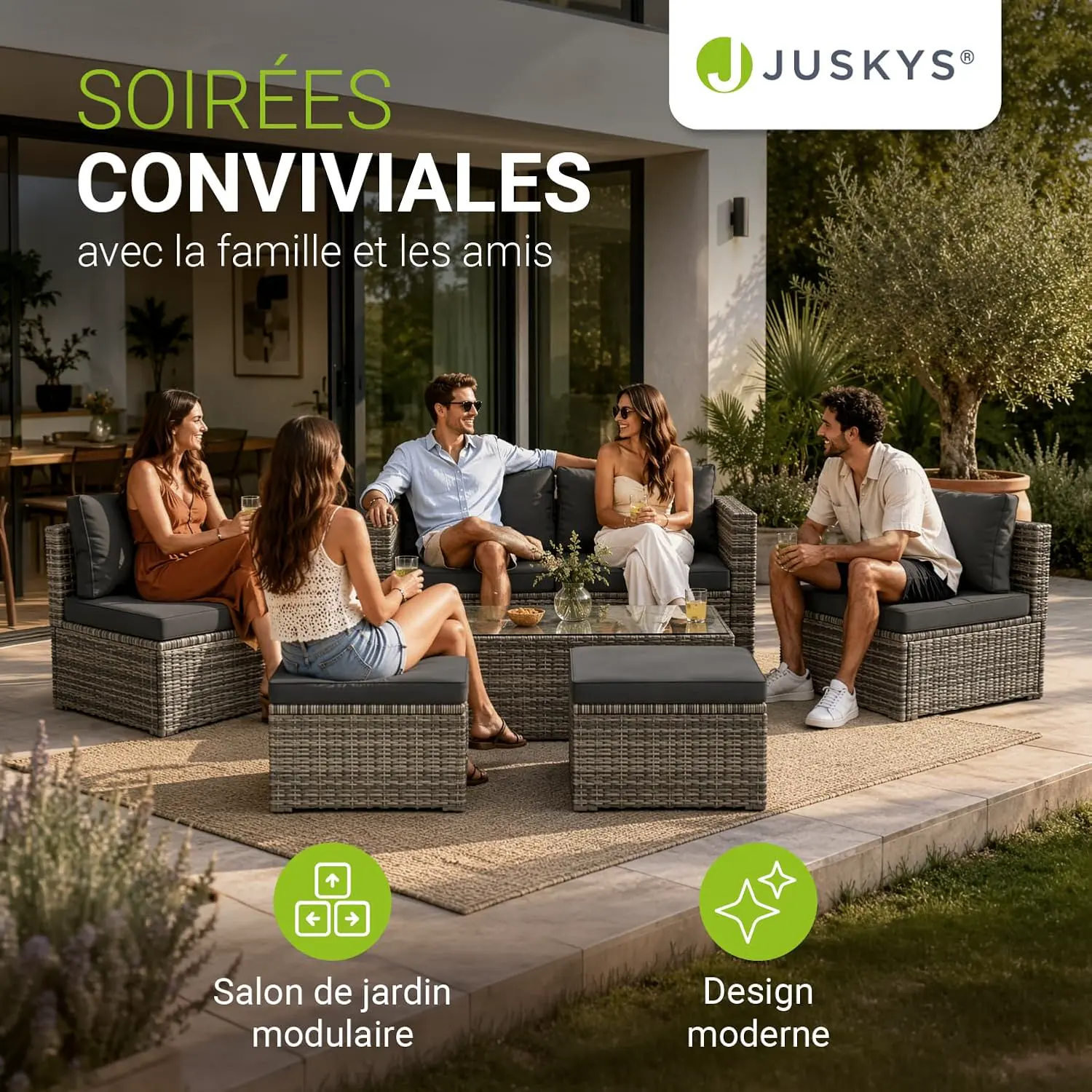 Salon de jardin en rotin vue 2