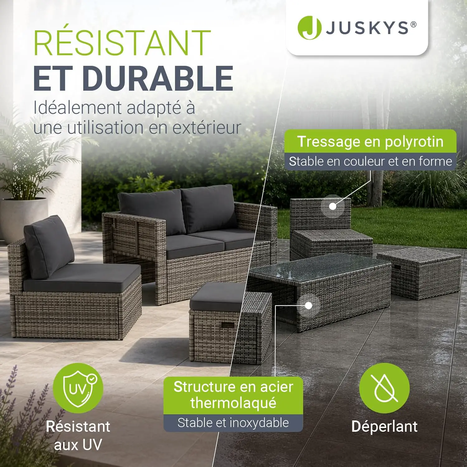 Salon de jardin en rotin vue 3