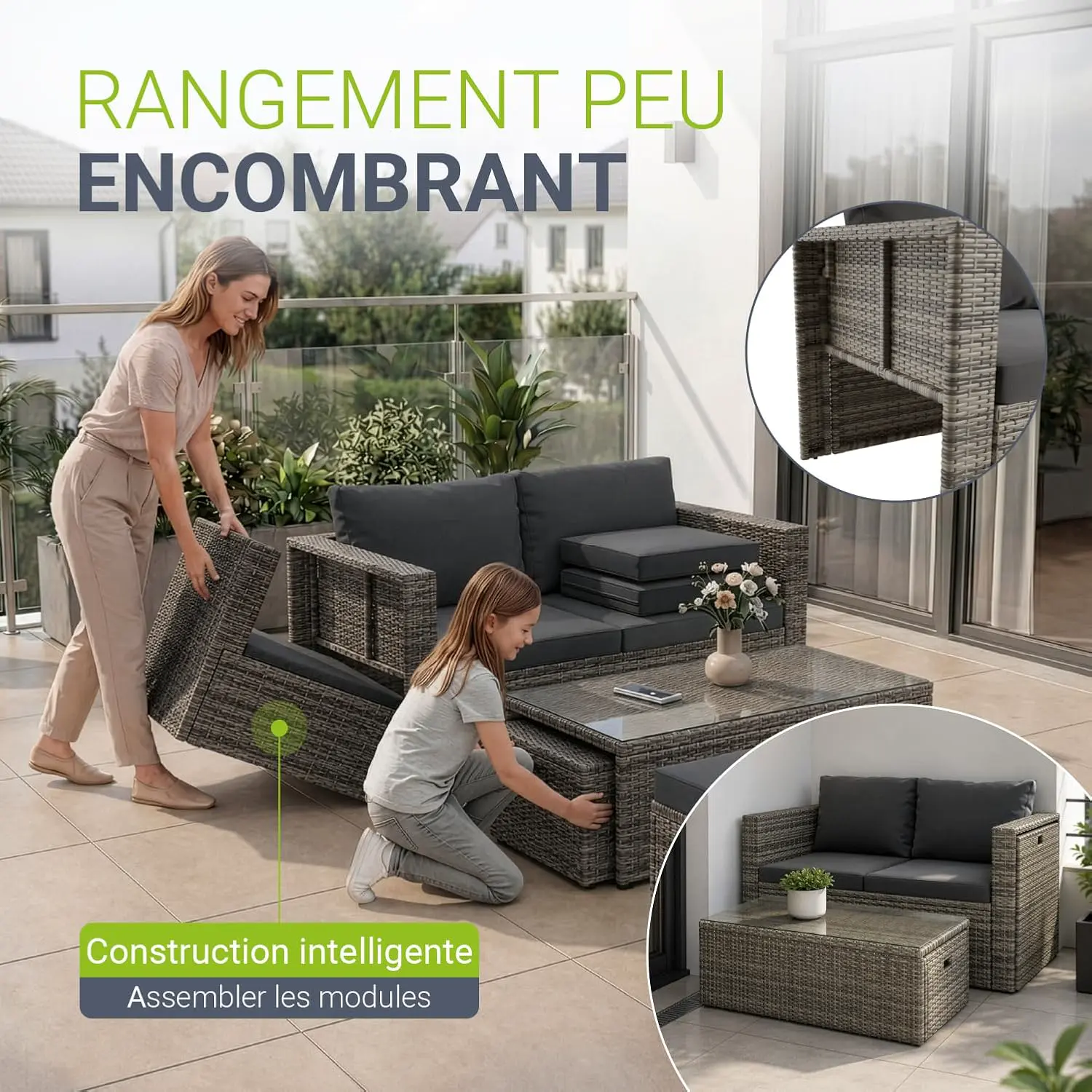 Salon de jardin en rotin vue 4