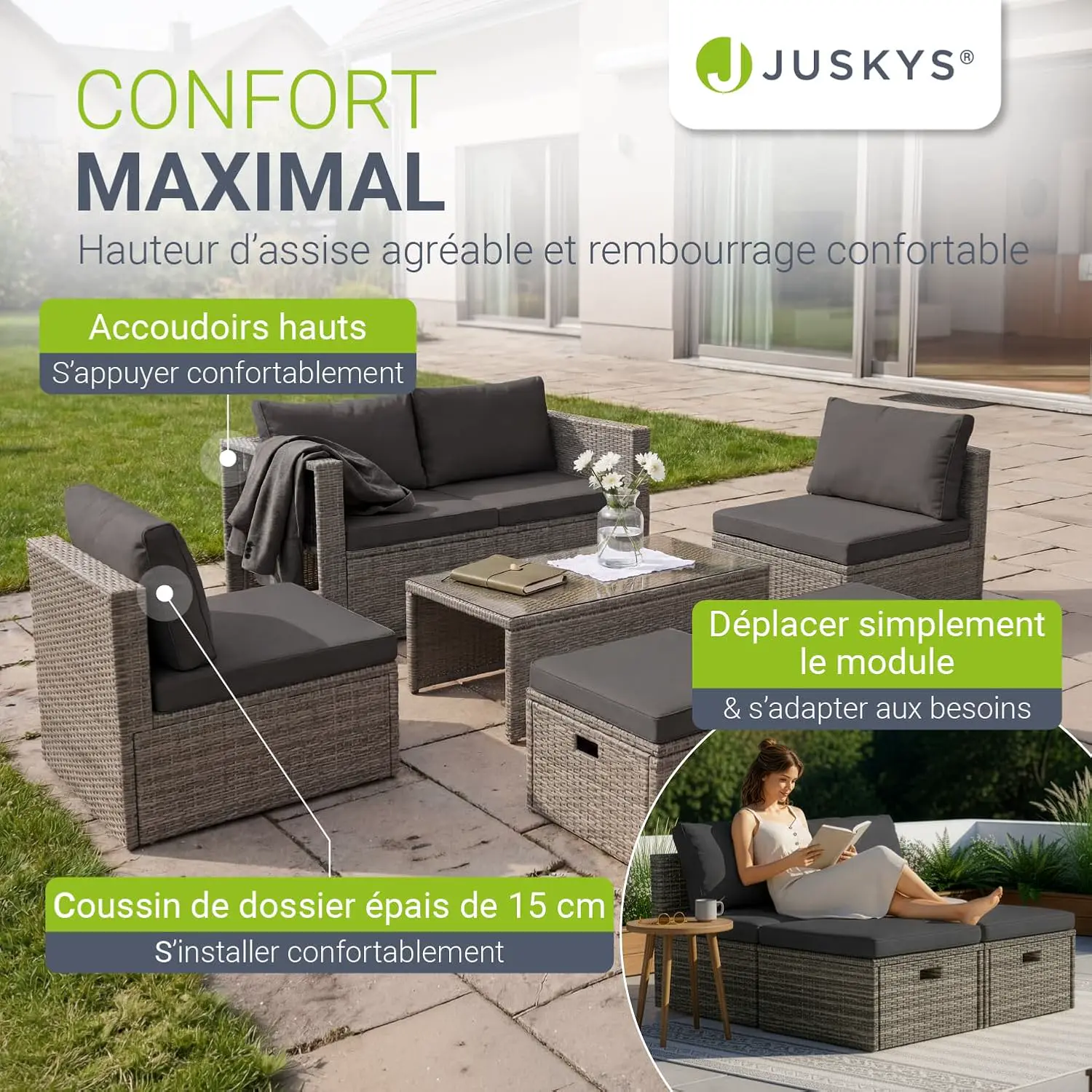 Salon de jardin en rotin vue 6