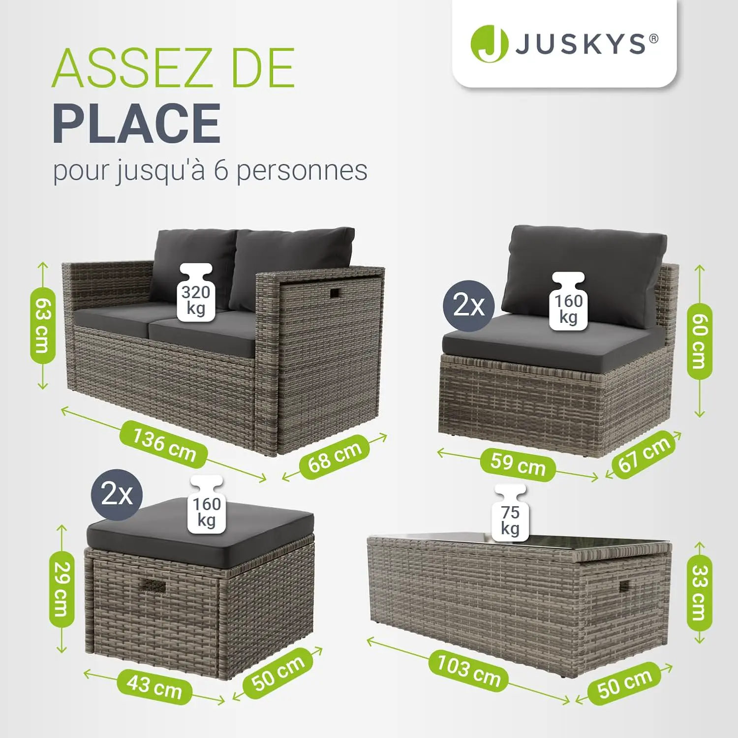 Salon de jardin en rotin vue 7