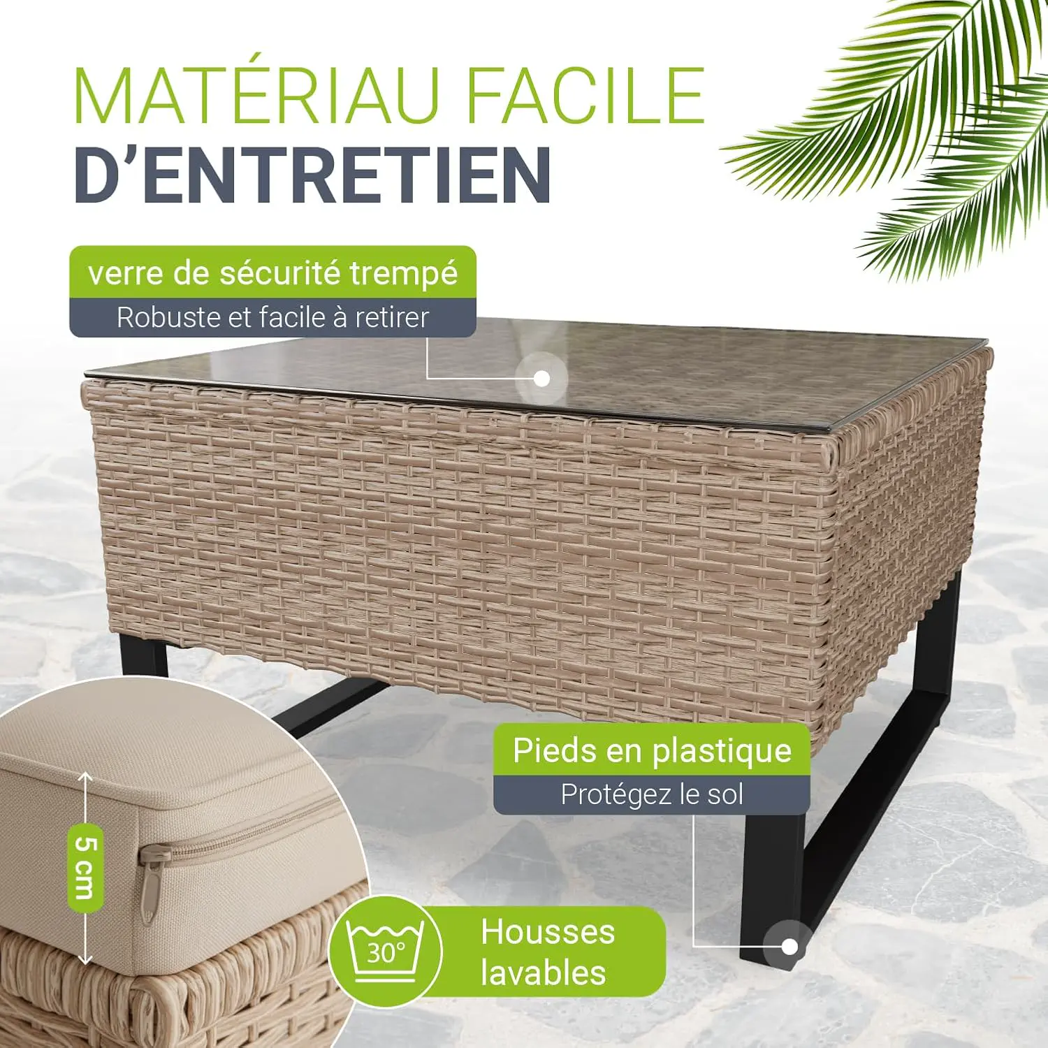 Salon de jardin 4 places en rotin vue 3