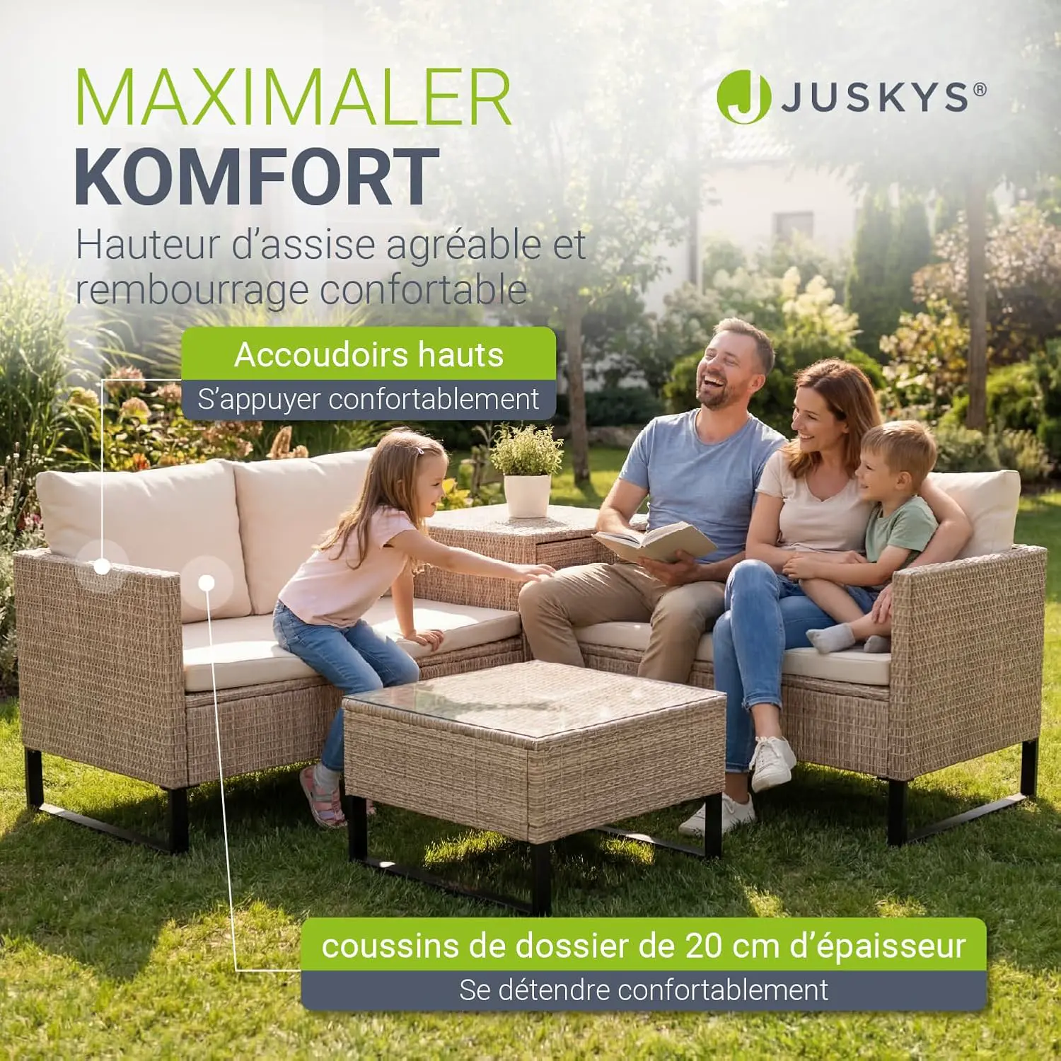 Salon de jardin 4 places en rotin vue 5
