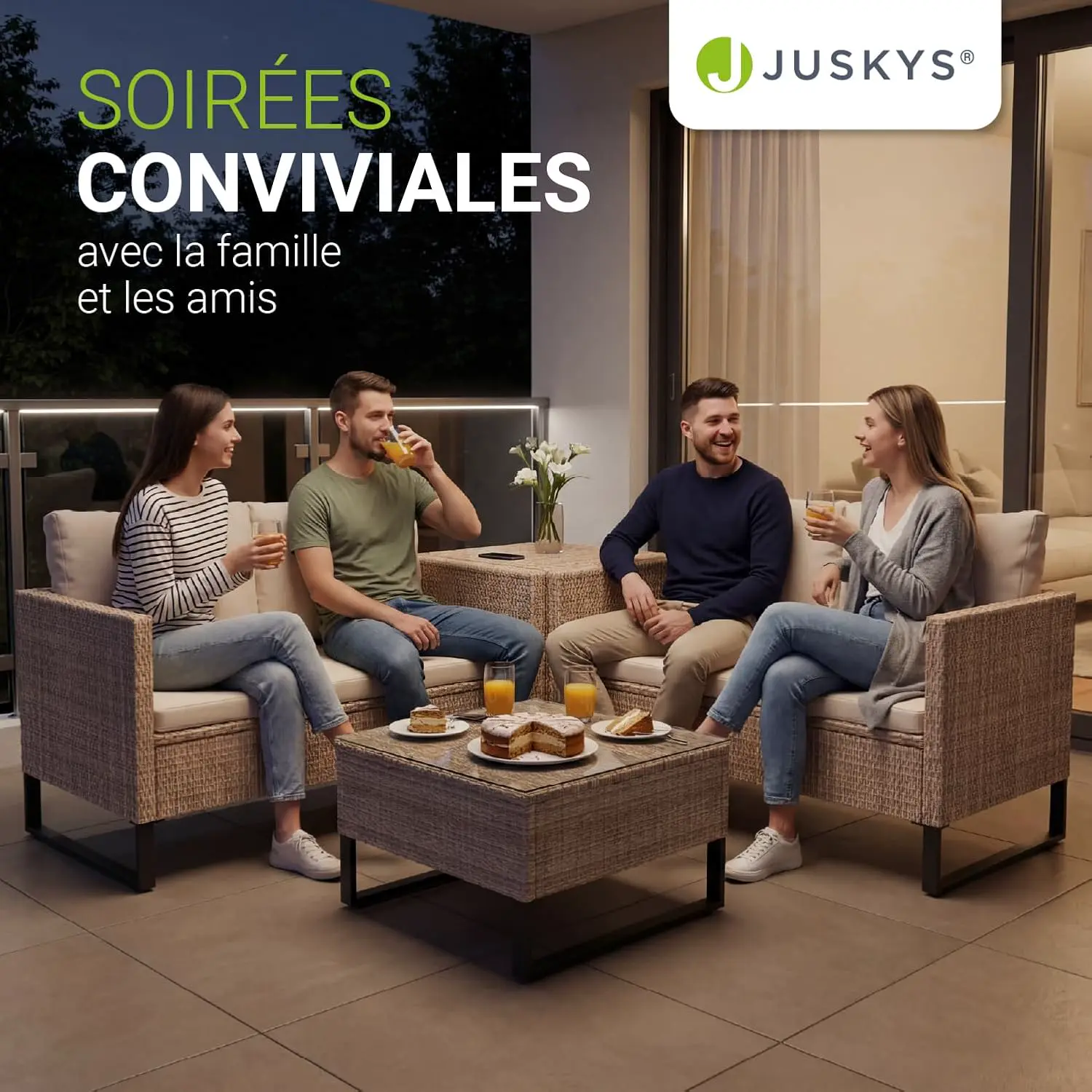 Salon de jardin 4 places en rotin vue 7
