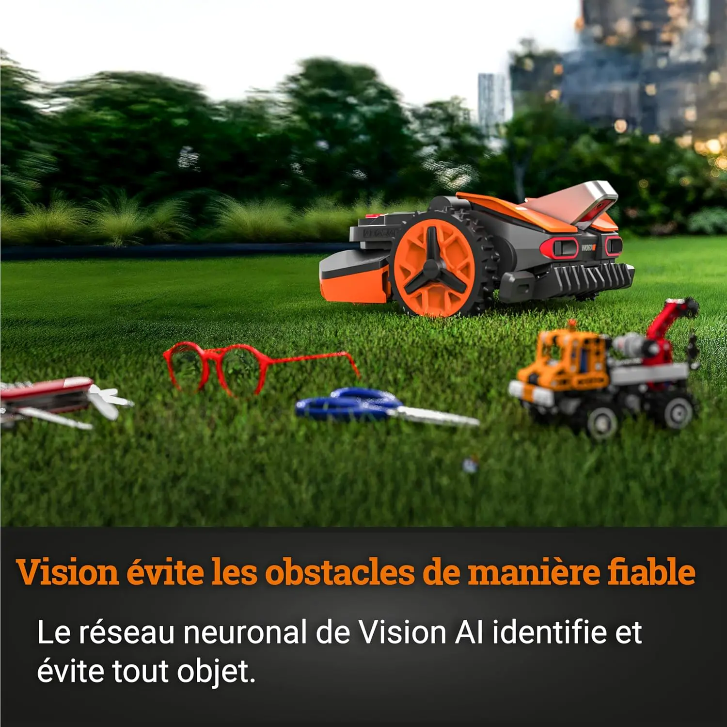 Robot tondeuse orange 800 m² vue 4