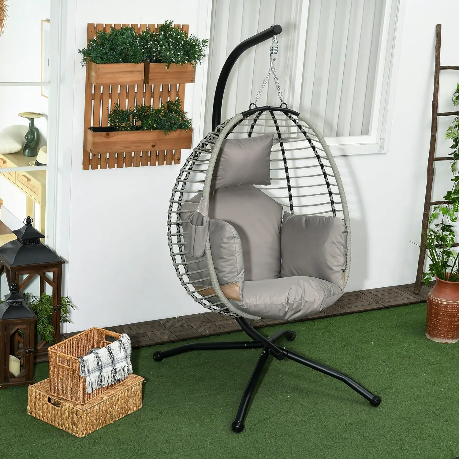 Fauteuils suspendus en acier gris 67 x 19 cm vue 2