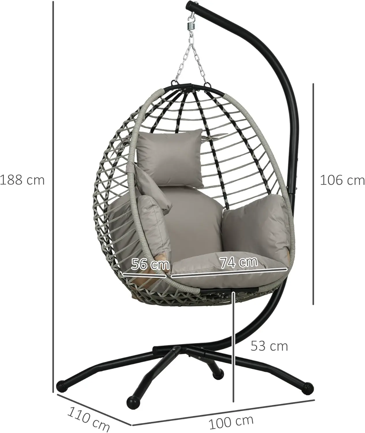 Fauteuils suspendus en acier gris 67 x 19 cm vue 7