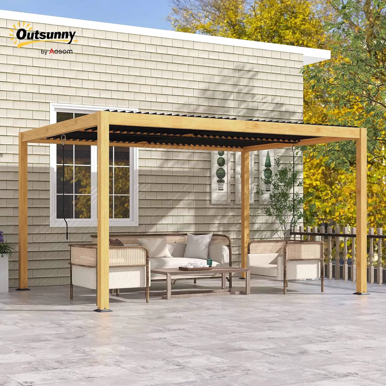 Pergola en aluminium noir 3 x 4 m vue 2