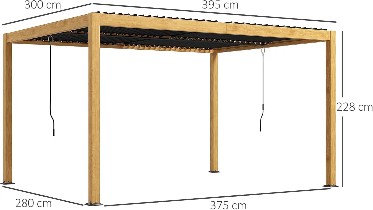 Pergola en aluminium noir 3 x 4 m vue 7