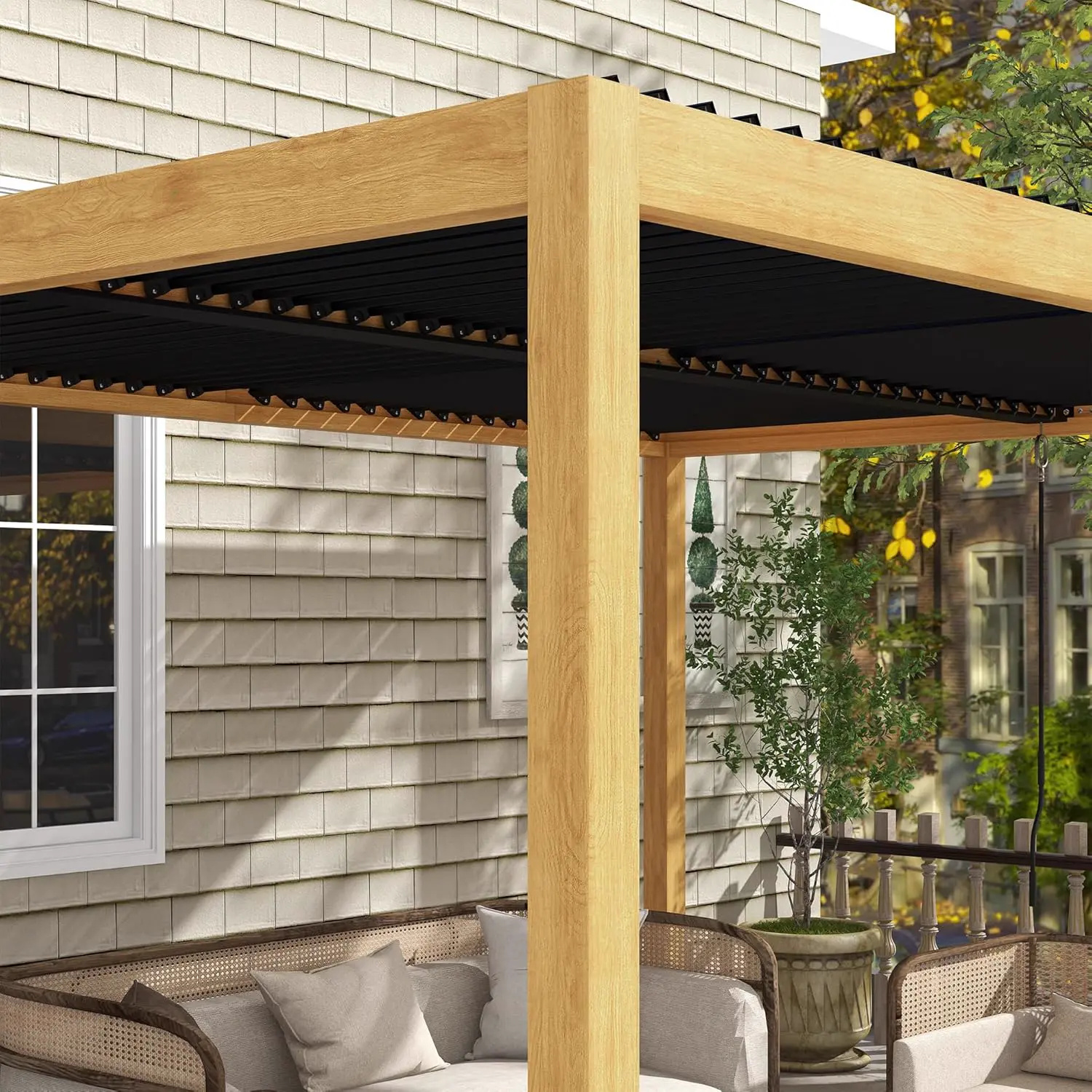 Pergola en aluminium noir 3 x 4 m vue 8