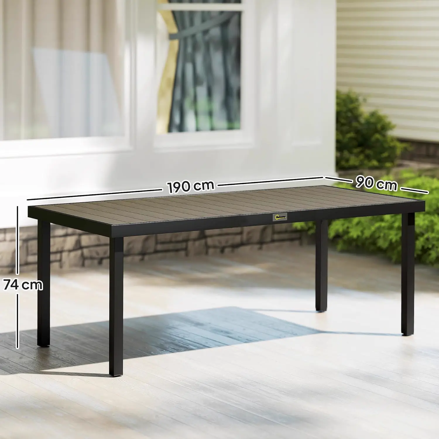 Table de jardin 8 places en aluminium marron 90 x 74 cm vue 3