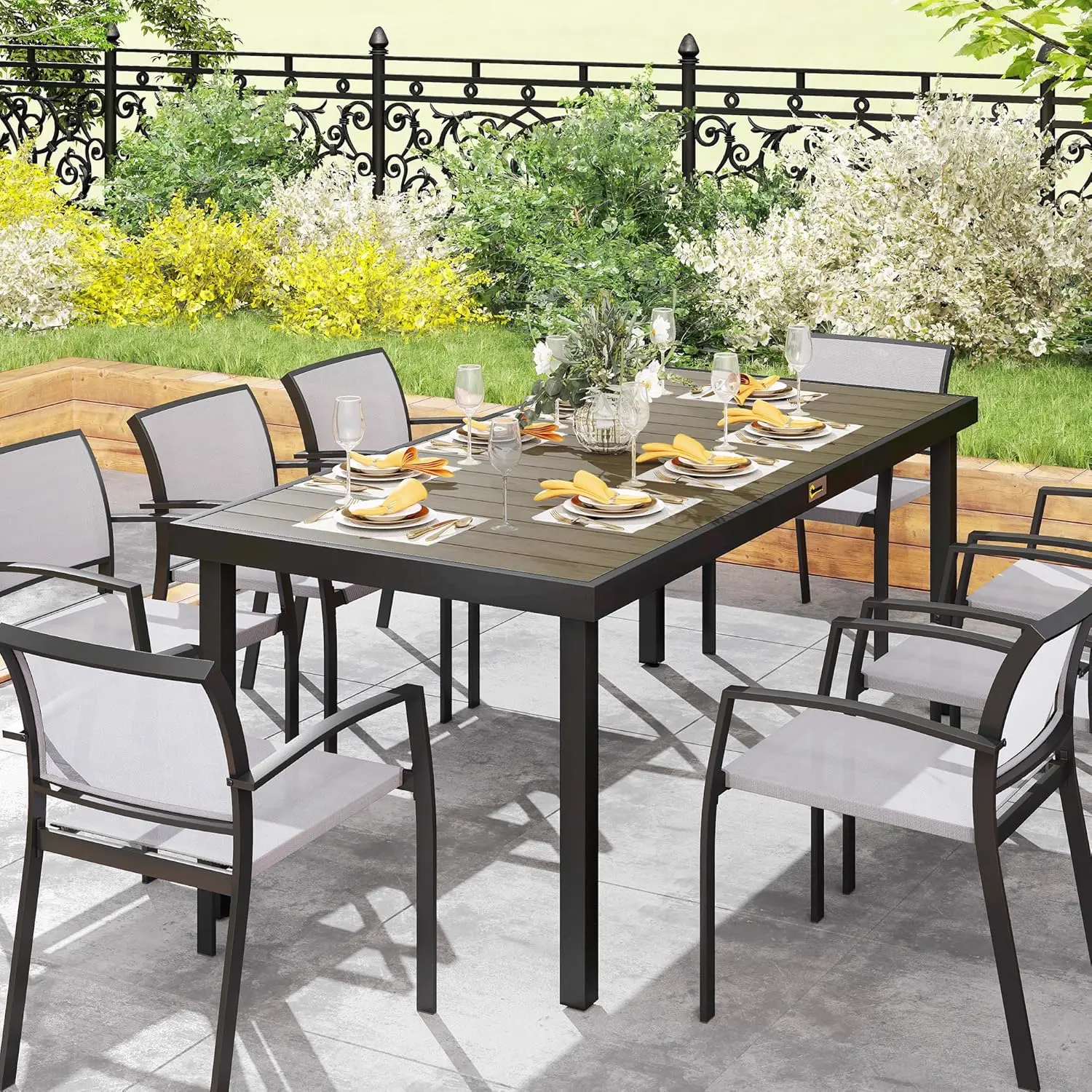 Table de jardin 8 places en aluminium marron 90 x 74 cm vue 9
